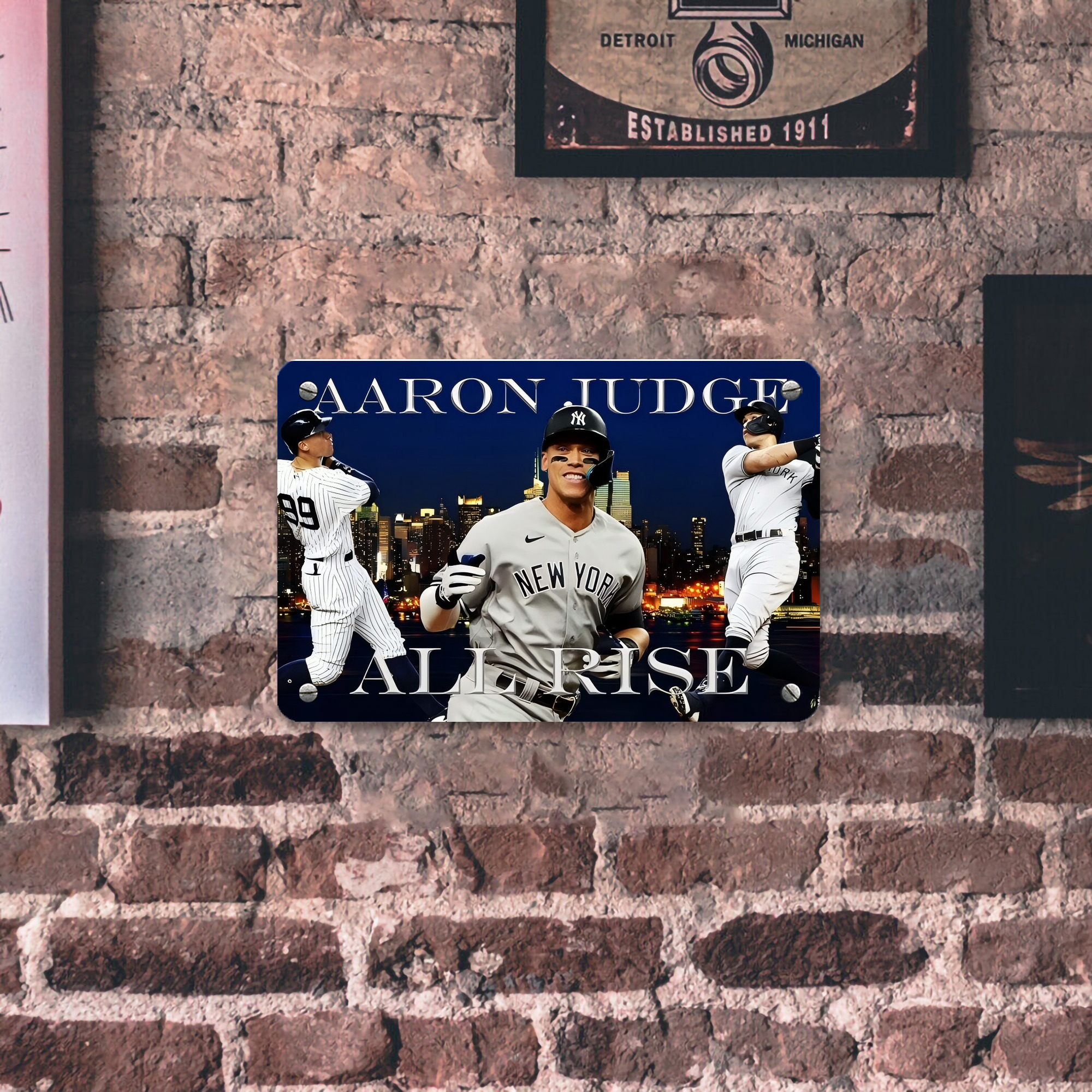 Aaron Judge 99 All Rise Metal Tin Sign 12x8inch - Premium Full-Print Decorative Wall Art, Durable Rust-Resistant Metal Plaque For Living Room, Bedroom, Kitchen, Office, Bar Décor