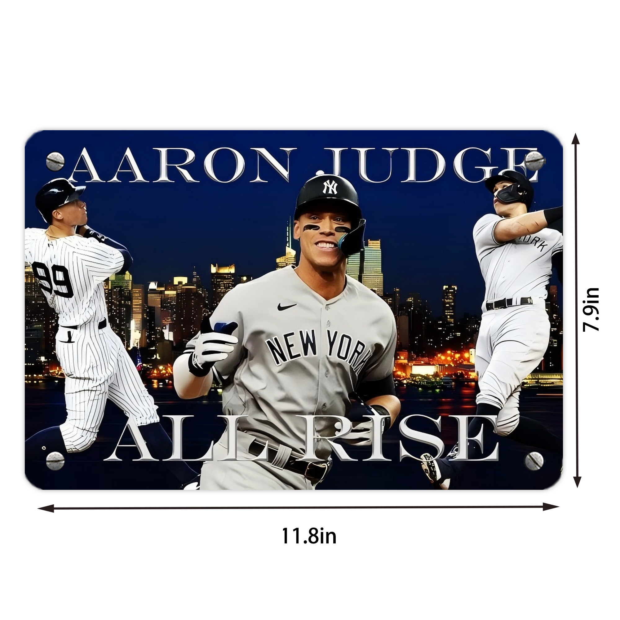 Aaron Judge 99 All Rise Metal Tin Sign 12x8inch - Premium Full-Print Decorative Wall Art, Durable Rust-Resistant Metal Plaque For Living Room, Bedroom, Kitchen, Office, Bar Décor