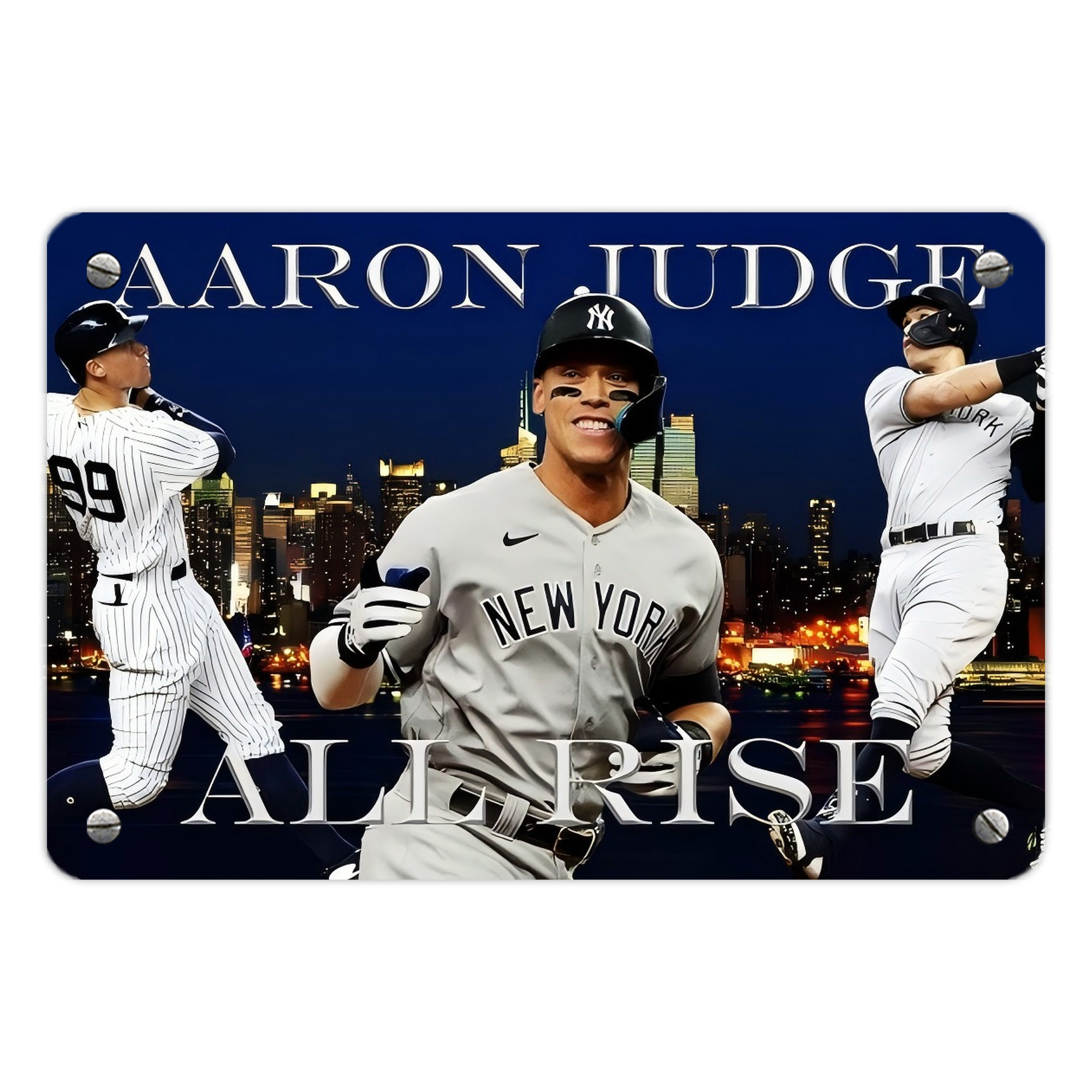 Aaron Judge 99 All Rise Metal Tin Sign 12x8inch - Premium Full-Print Decorative Wall Art, Durable Rust-Resistant Metal Plaque For Living Room, Bedroom, Kitchen, Office, Bar Décor