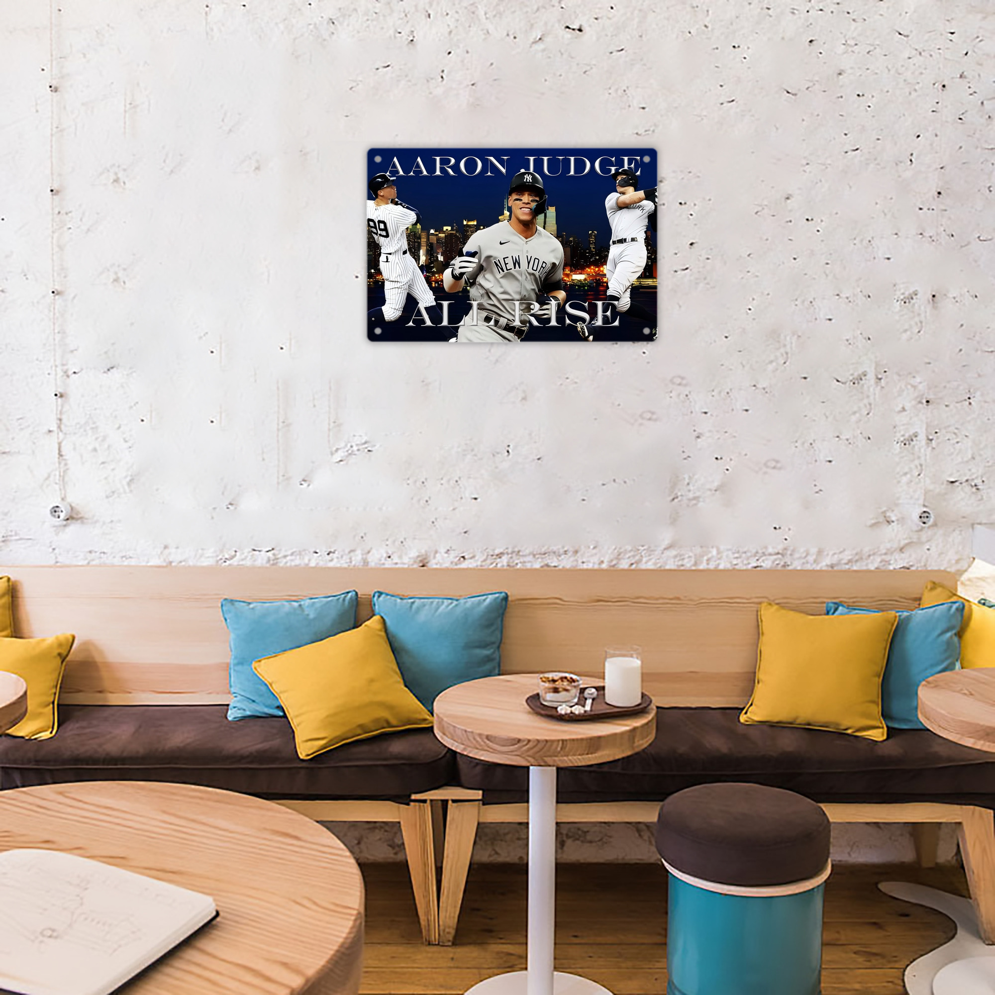 Aaron Judge 99 All Rise Decorative Aluminum Plaque – Horizontal Design – Durable, Stylish, Easy To Install – Ideal For Home, Office, Bar, And More