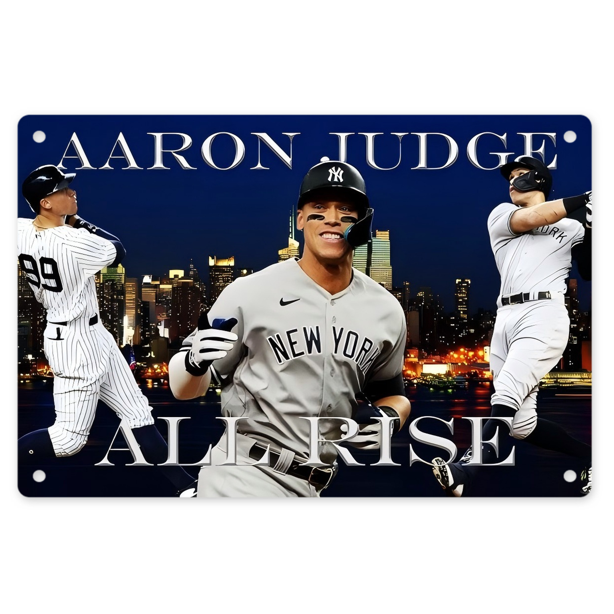 Aaron Judge 99 All Rise Decorative Aluminum Plaque – Horizontal Design – Durable, Stylish, Easy To Install – Ideal For Home, Office, Bar, And More