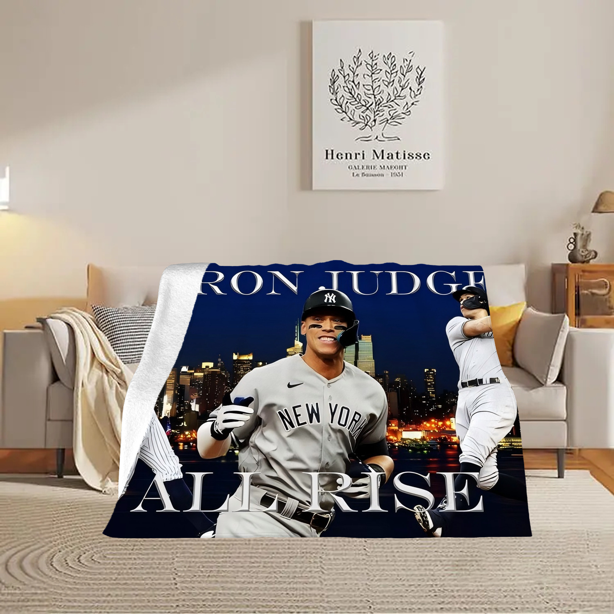 Aaron Judge 99 All Rise Soft Plush Fleece Blanket 30x40 Inch - 300GSM Flannel, Ultra Soft & Warm, Lightweight & Durable, Perfect For Kids, Adults, Couch, Bed, Camping, Travel, Gift For Family & Friends