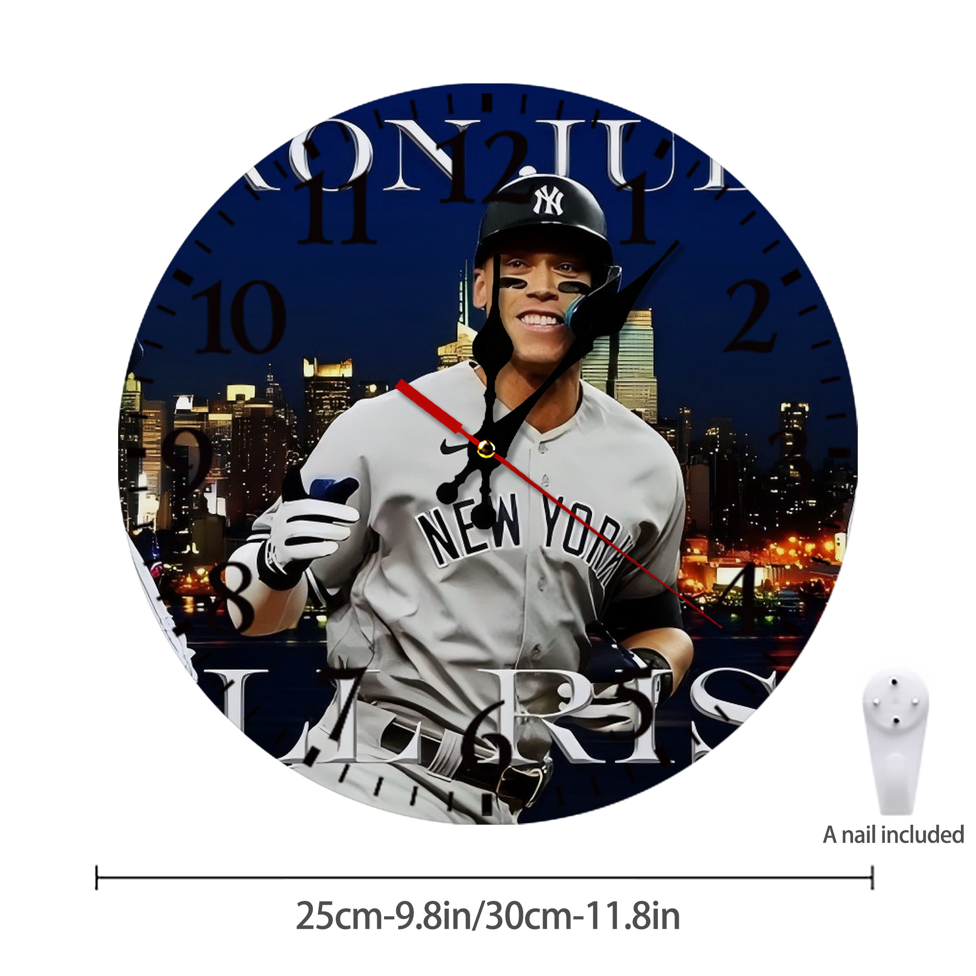 Aaron Judge 99 All Rise Silent Round Wall Clock – Modern & Stylish DIY Design, Durable Wood Construction, Easy To Install – Perfect For Office, Bedroom, Living Room, And More