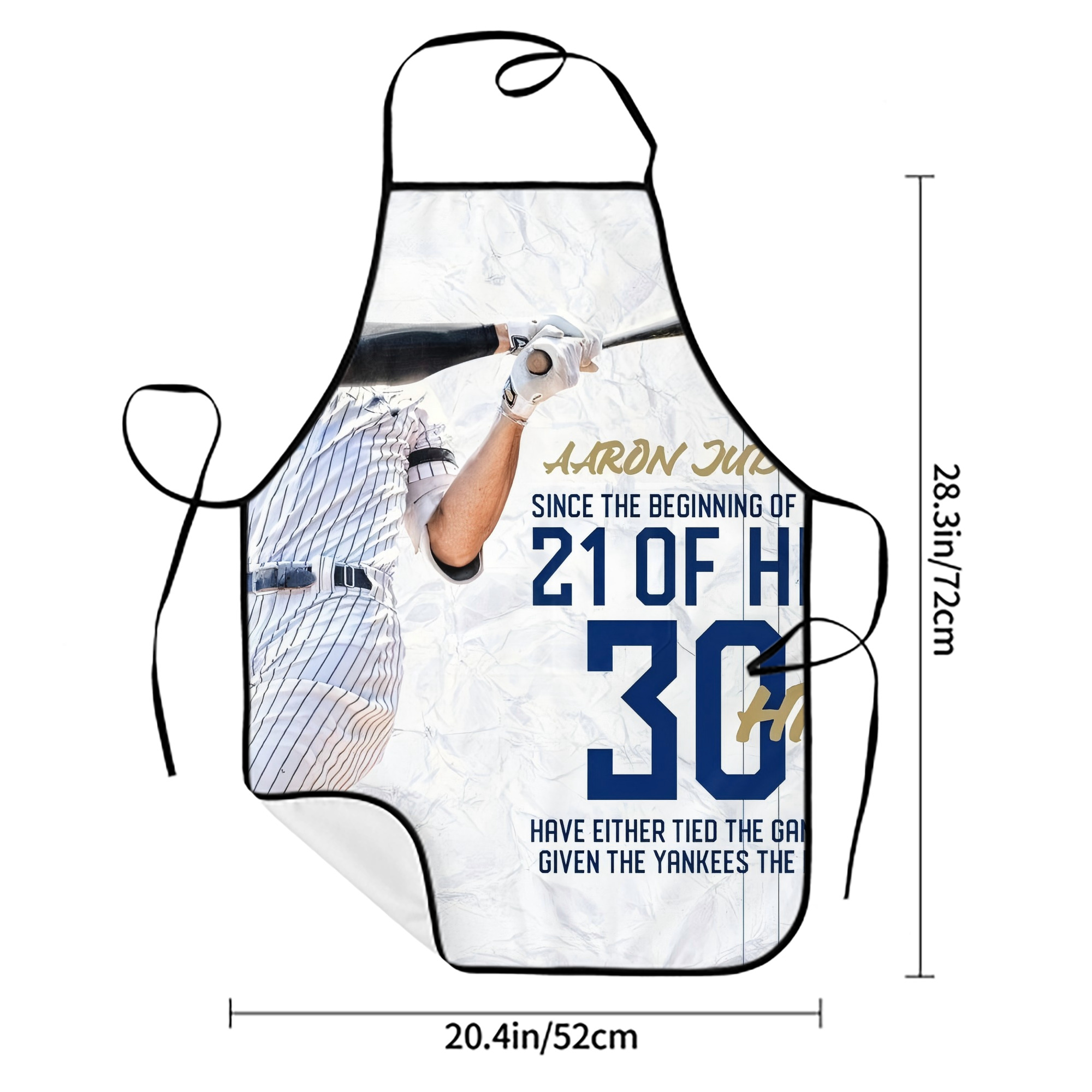 Aaron Judge 30 Home Runs Stain-Resistant Polyester Apron With Pocket – Full Print, Waterproof, Anti-Wrinkle, Anti-Pilling – Ideal For Kitchen, BBQ, Restaurant, Salon & More