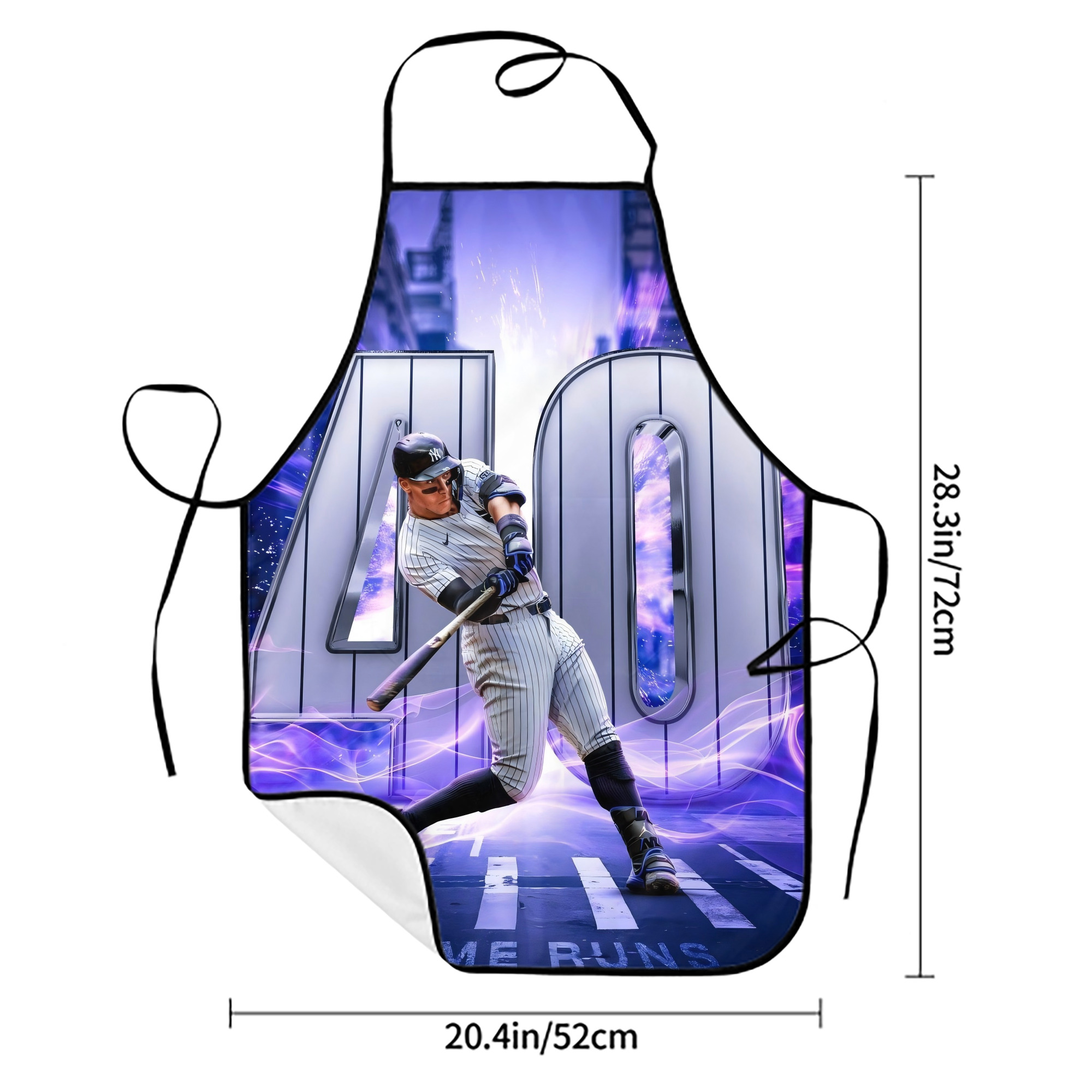 Aaron Judge 40 Home Runs Stain-Resistant Polyester Apron With Pocket – Full Print, Waterproof, Anti-Wrinkle, Anti-Pilling – Ideal For Kitchen, BBQ, Restaurant, Salon & More