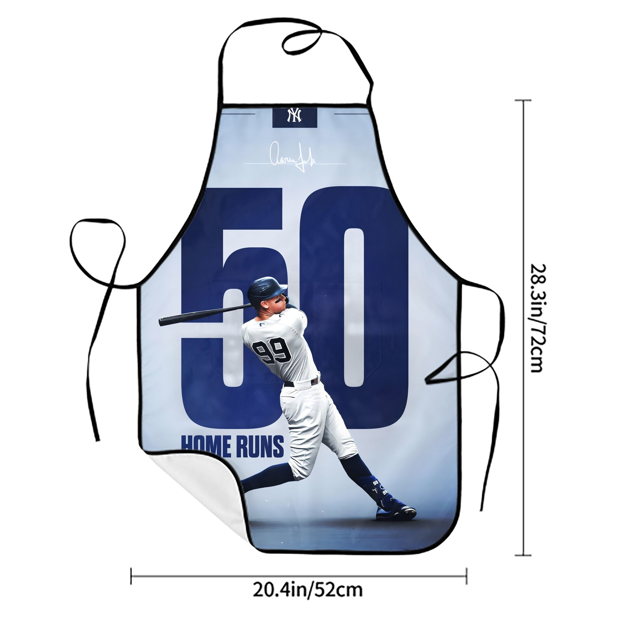 Aaron Judge 50 Home Runs 4 Stain-Resistant Polyester Apron With Pocket – Full Print, Waterproof, Anti-Wrinkle, Anti-Pilling – Ideal For Kitchen, BBQ, Restaurant, Salon & More