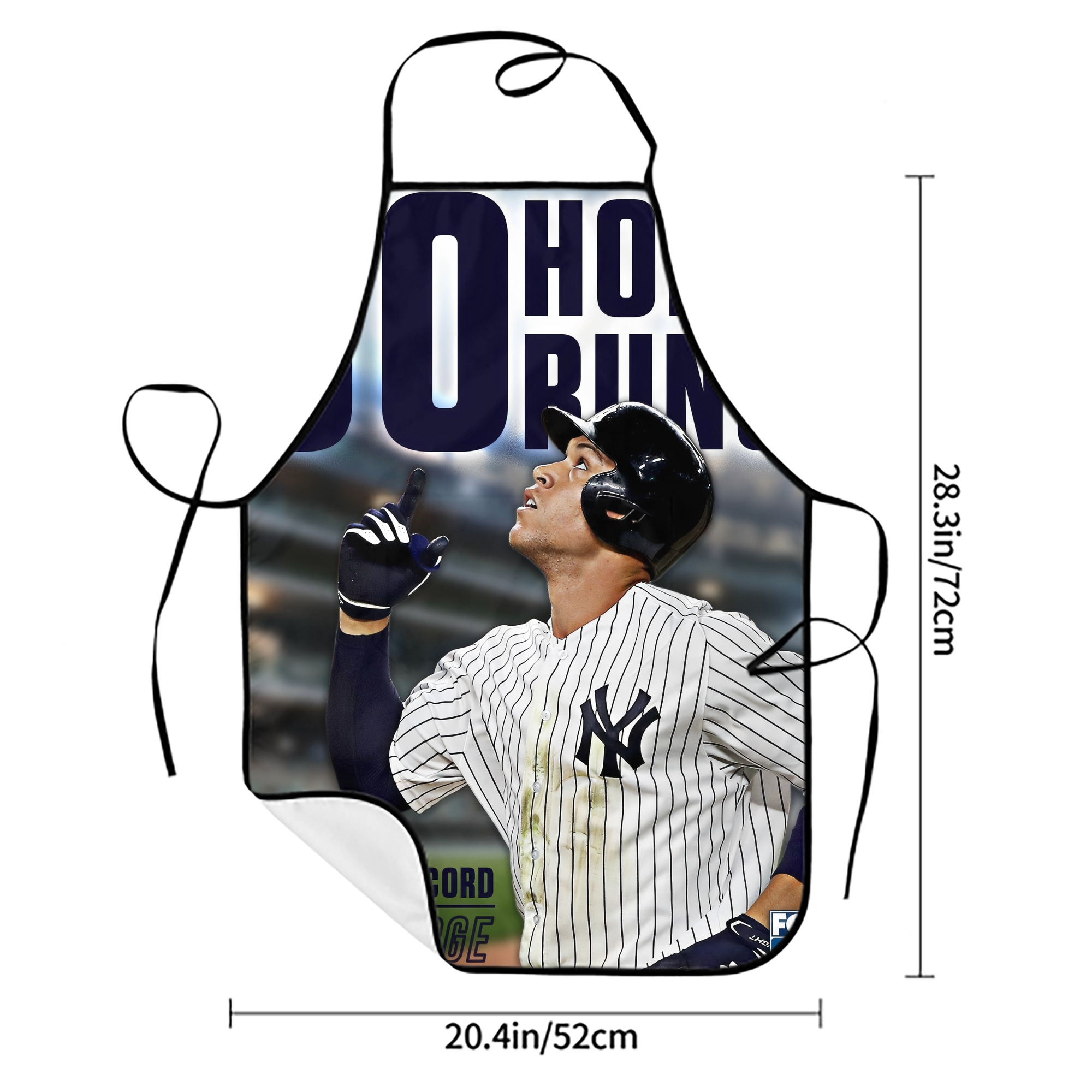 Aaron Judge 50 Home Runs 5 Stain-Resistant Polyester Apron With Pocket – Full Print, Waterproof, Anti-Wrinkle, Anti-Pilling – Ideal For Kitchen, BBQ, Restaurant, Salon & More