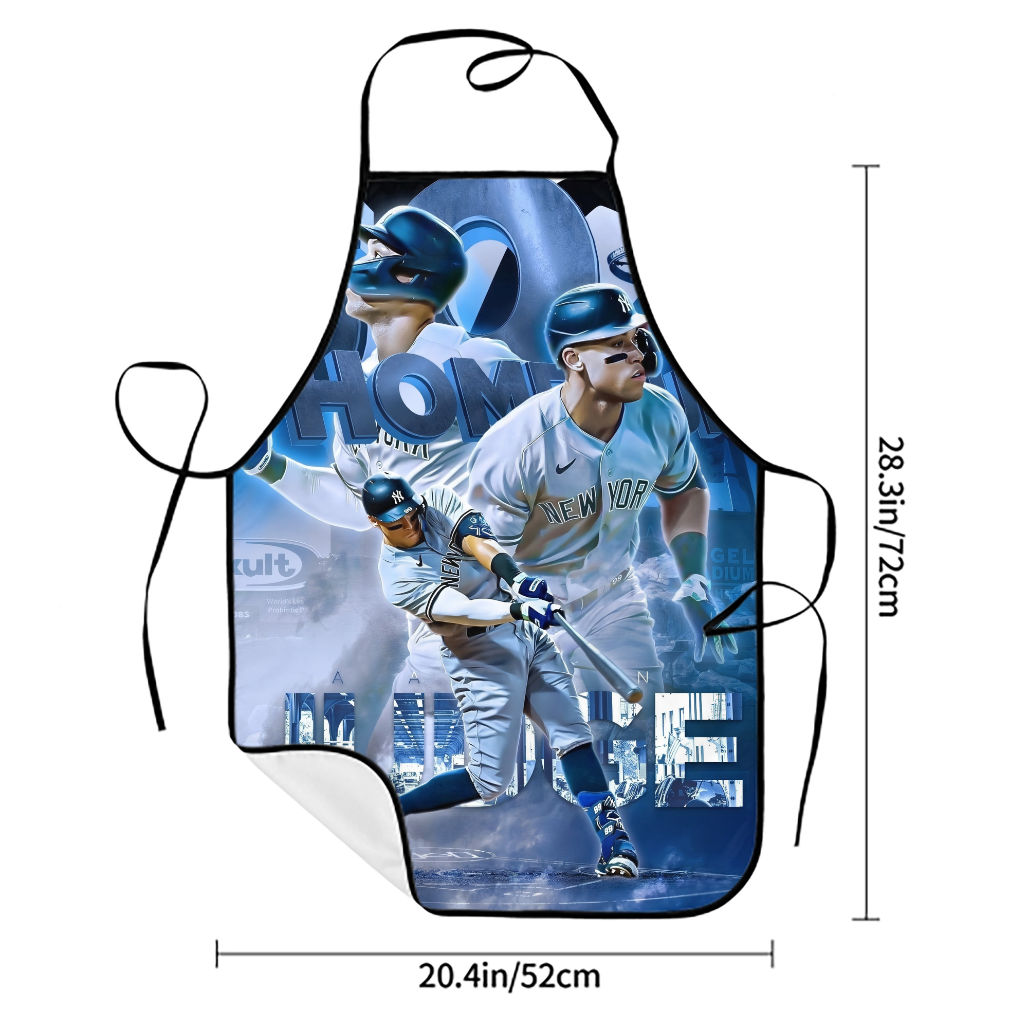 Aaron Judge 50 Home Runs Stain-Resistant Polyester Apron With Pocket – Full Print, Waterproof, Anti-Wrinkle, Anti-Pilling – Ideal For Kitchen, BBQ, Restaurant, Salon & More