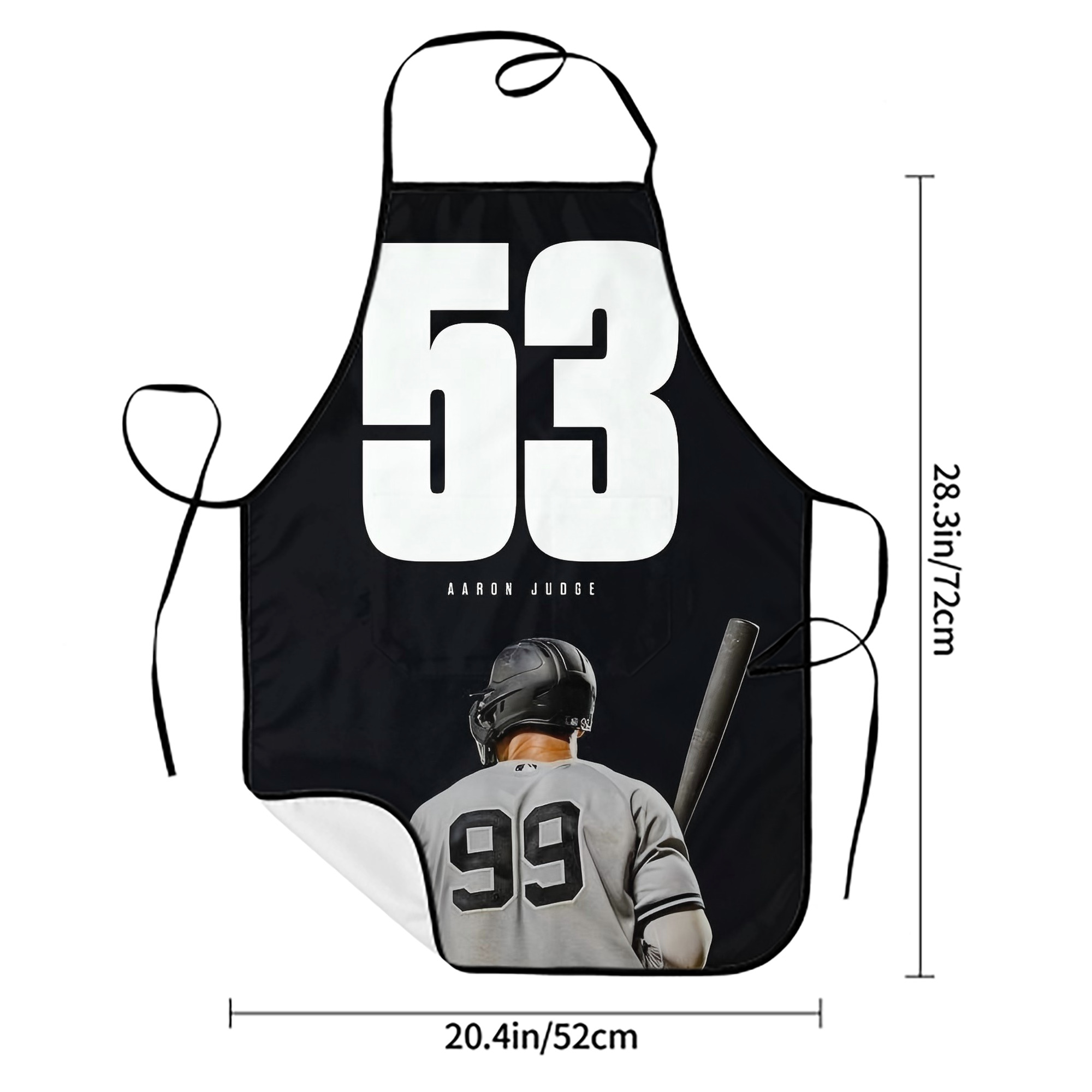 Aaron Judge 53 Home Runs Stain-Resistant Polyester Apron With Pocket – Full Print, Waterproof, Anti-Wrinkle, Anti-Pilling – Ideal For Kitchen, BBQ, Restaurant, Salon & More