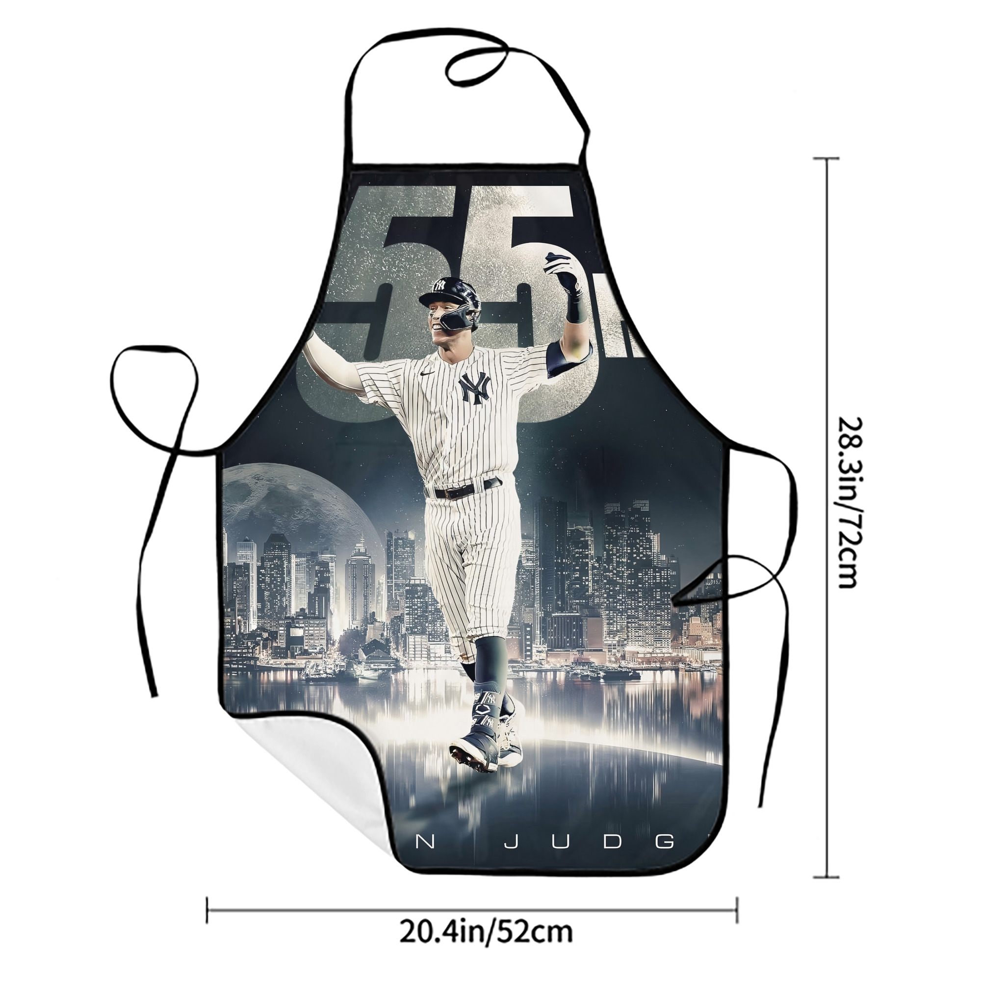 Aaron Judge 55 Home Runs Stain-Resistant Polyester Apron With Pocket – Full Print, Waterproof, Anti-Wrinkle, Anti-Pilling – Ideal For Kitchen, BBQ, Restaurant, Salon & More