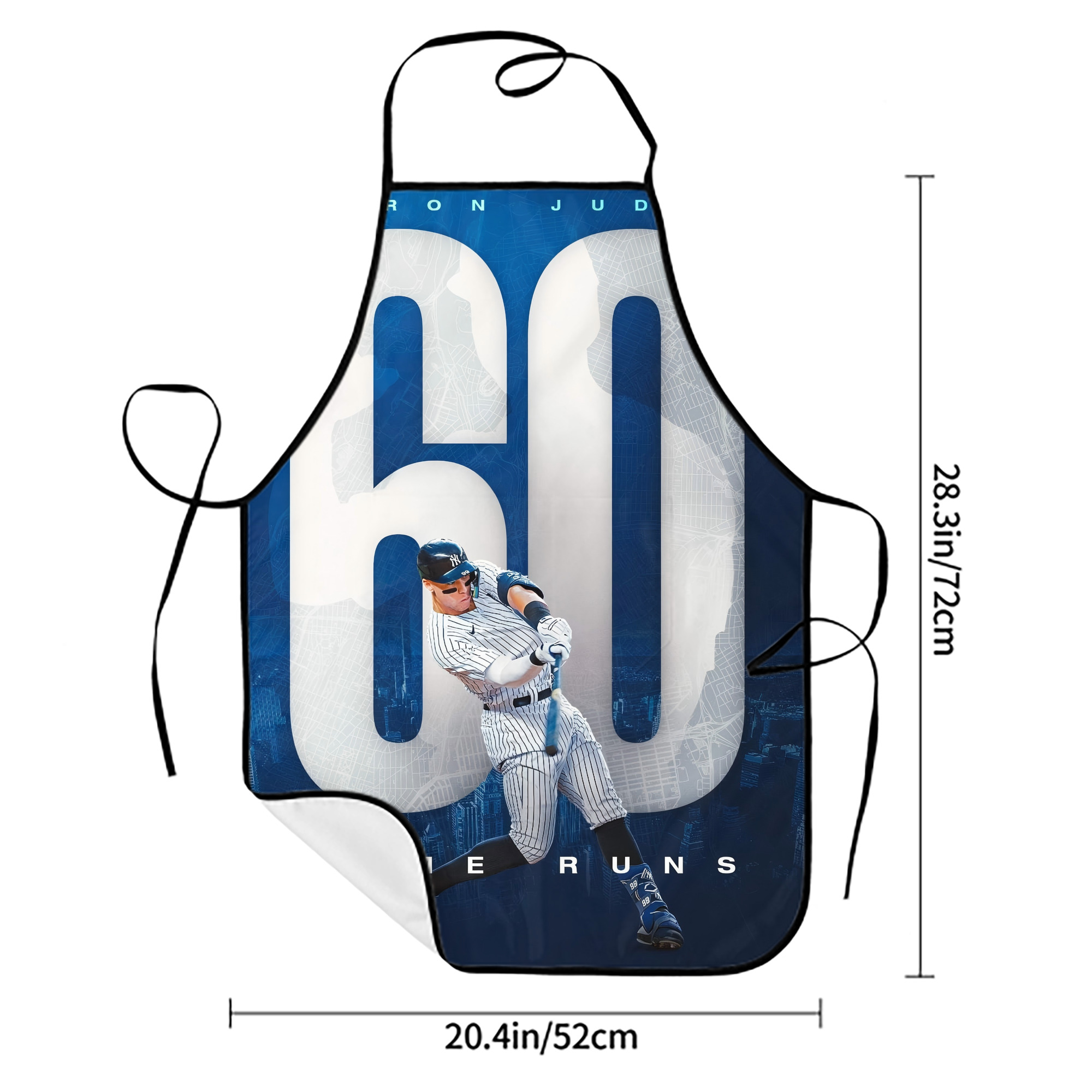 Aaron Judge 60 Home Runs 2 Stain-Resistant Polyester Apron With Pocket – Full Print, Waterproof, Anti-Wrinkle, Anti-Pilling – Ideal For Kitchen, BBQ, Restaurant, Salon & More