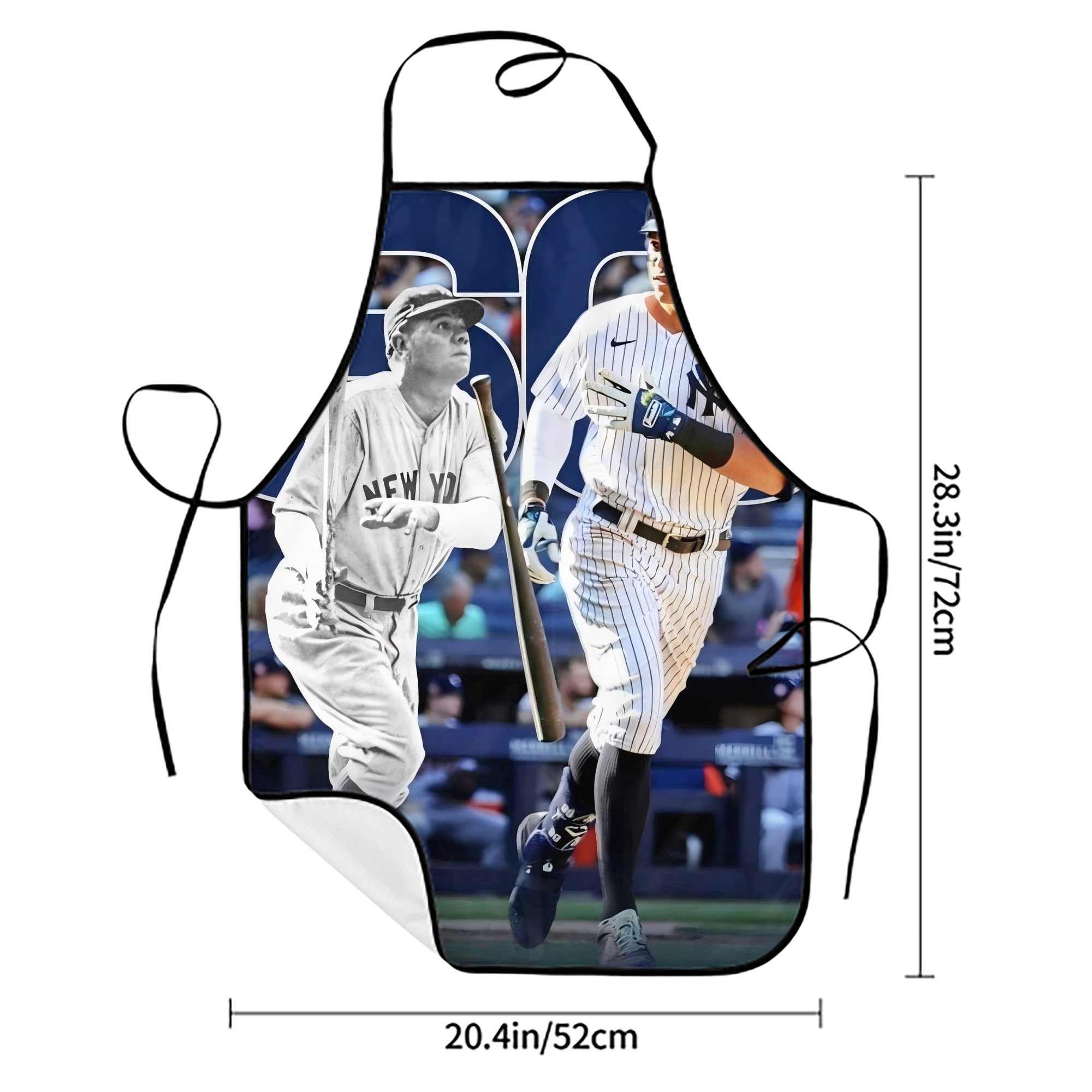 Aaron Judge 60 Home Runs 5 Stain-Resistant Polyester Apron With Pocket – Full Print, Waterproof, Anti-Wrinkle, Anti-Pilling – Ideal For Kitchen, BBQ, Restaurant, Salon & More