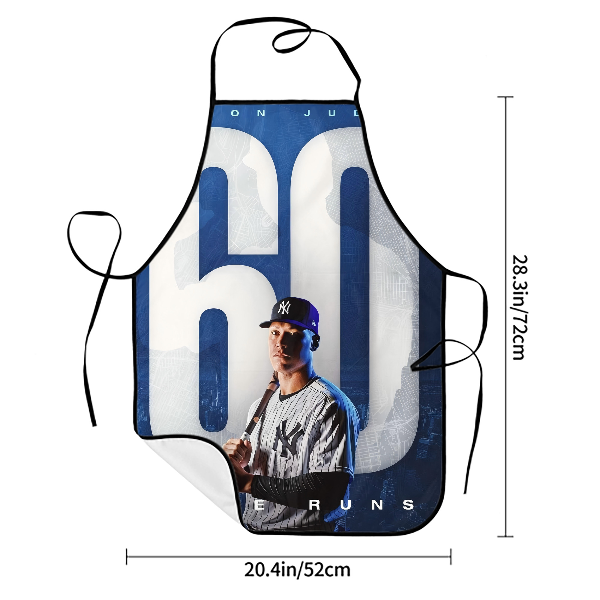 Aaron Judge 60 Home Runs Stain-Resistant Polyester Apron With Pocket – Full Print, Waterproof, Anti-Wrinkle, Anti-Pilling – Ideal For Kitchen, BBQ, Restaurant, Salon & More
