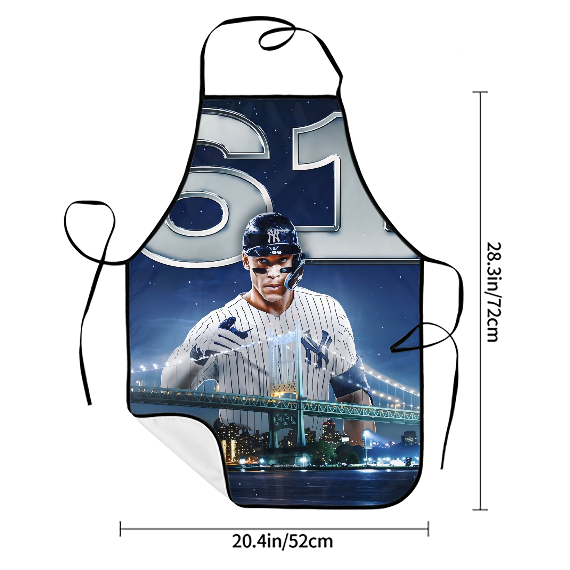 Aaron Judge 61 Home Runs Stain-Resistant Polyester Apron With Pocket – Full Print, Waterproof, Anti-Wrinkle, Anti-Pilling – Ideal For Kitchen, BBQ, Restaurant, Salon & More