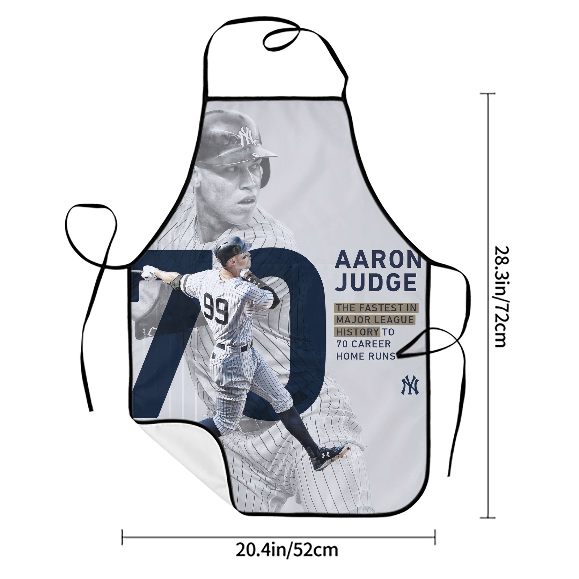 Aaron Judge 70 Home Runs Stain-Resistant Polyester Apron With Pocket – Full Print, Waterproof, Anti-Wrinkle, Anti-Pilling – Ideal For Kitchen, BBQ, Restaurant, Salon & More