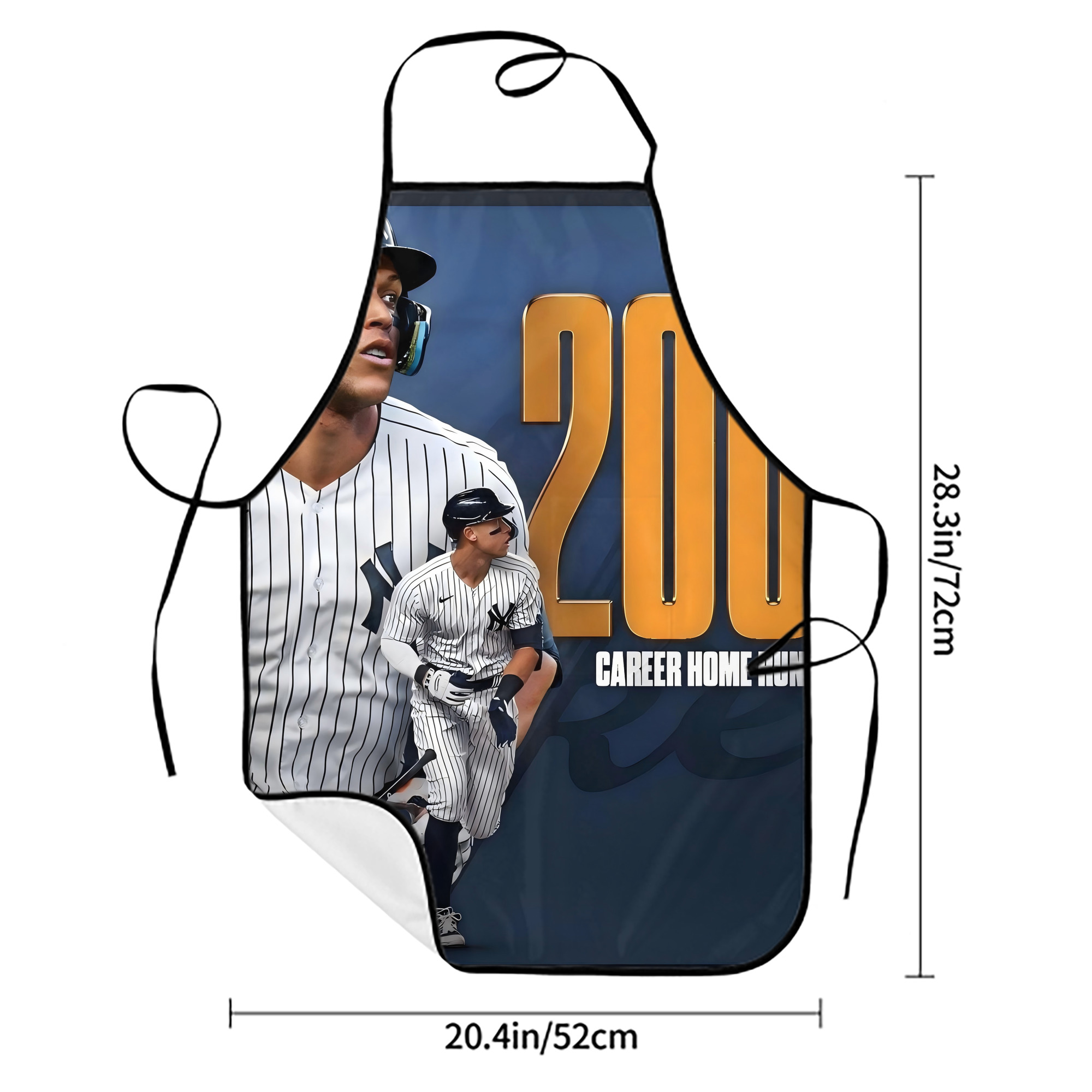 Aaron Judge 200 Home Runs 1 Stain-Resistant Polyester Apron With Pocket – Full Print, Waterproof, Anti-Wrinkle, Anti-Pilling – Ideal For Kitchen, BBQ, Restaurant, Salon & More