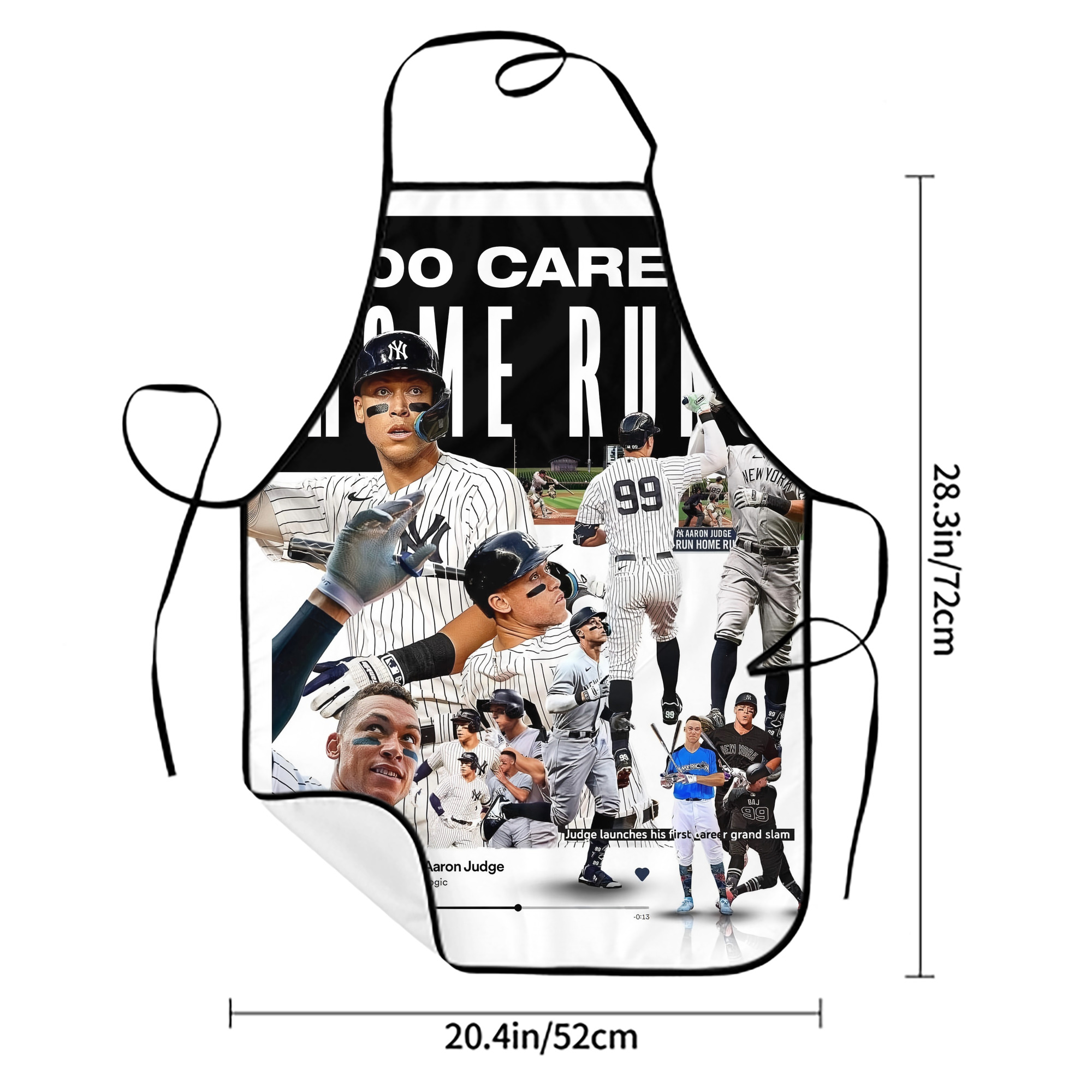 Aaron Judge 200 Home Runs 2 Stain-Resistant Polyester Apron With Pocket – Full Print, Waterproof, Anti-Wrinkle, Anti-Pilling – Ideal For Kitchen, BBQ, Restaurant, Salon & More