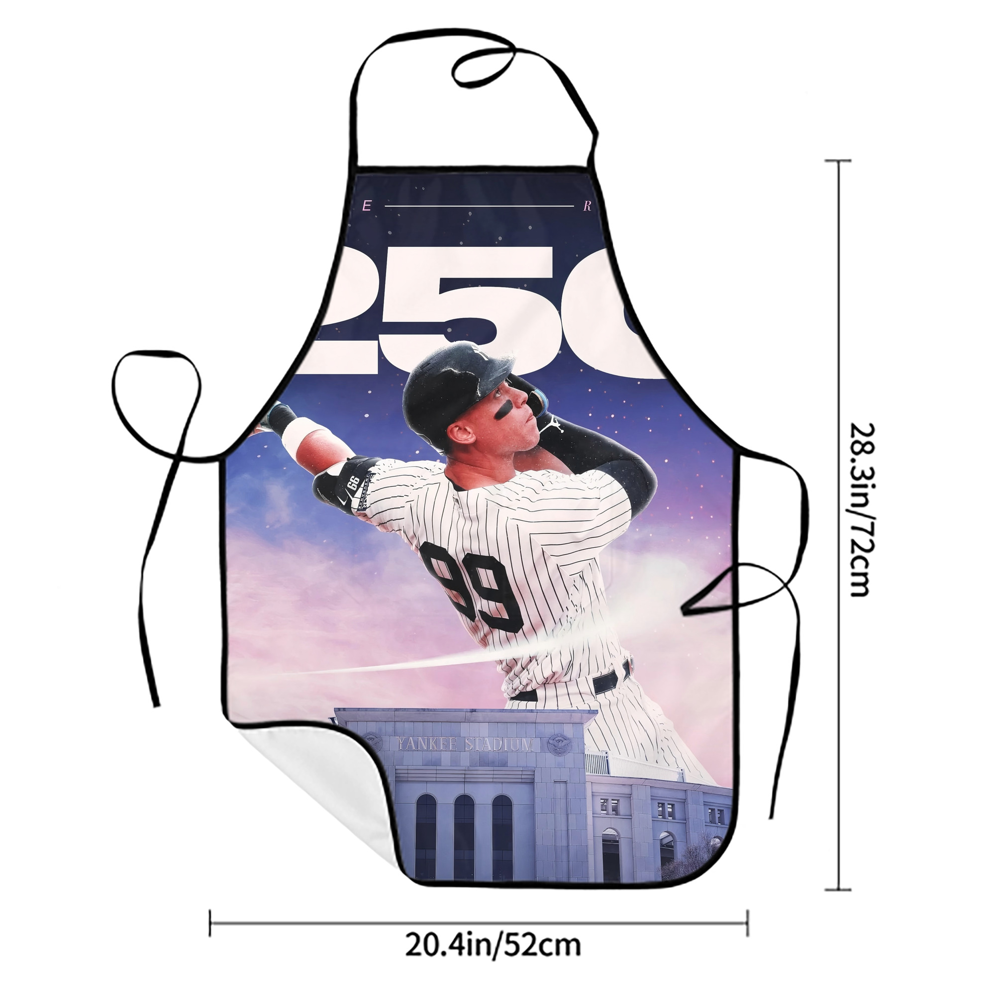 Aaron Judge 250 Home Runs Stain-Resistant Polyester Apron With Pocket – Full Print, Waterproof, Anti-Wrinkle, Anti-Pilling – Ideal For Kitchen, BBQ, Restaurant, Salon & More