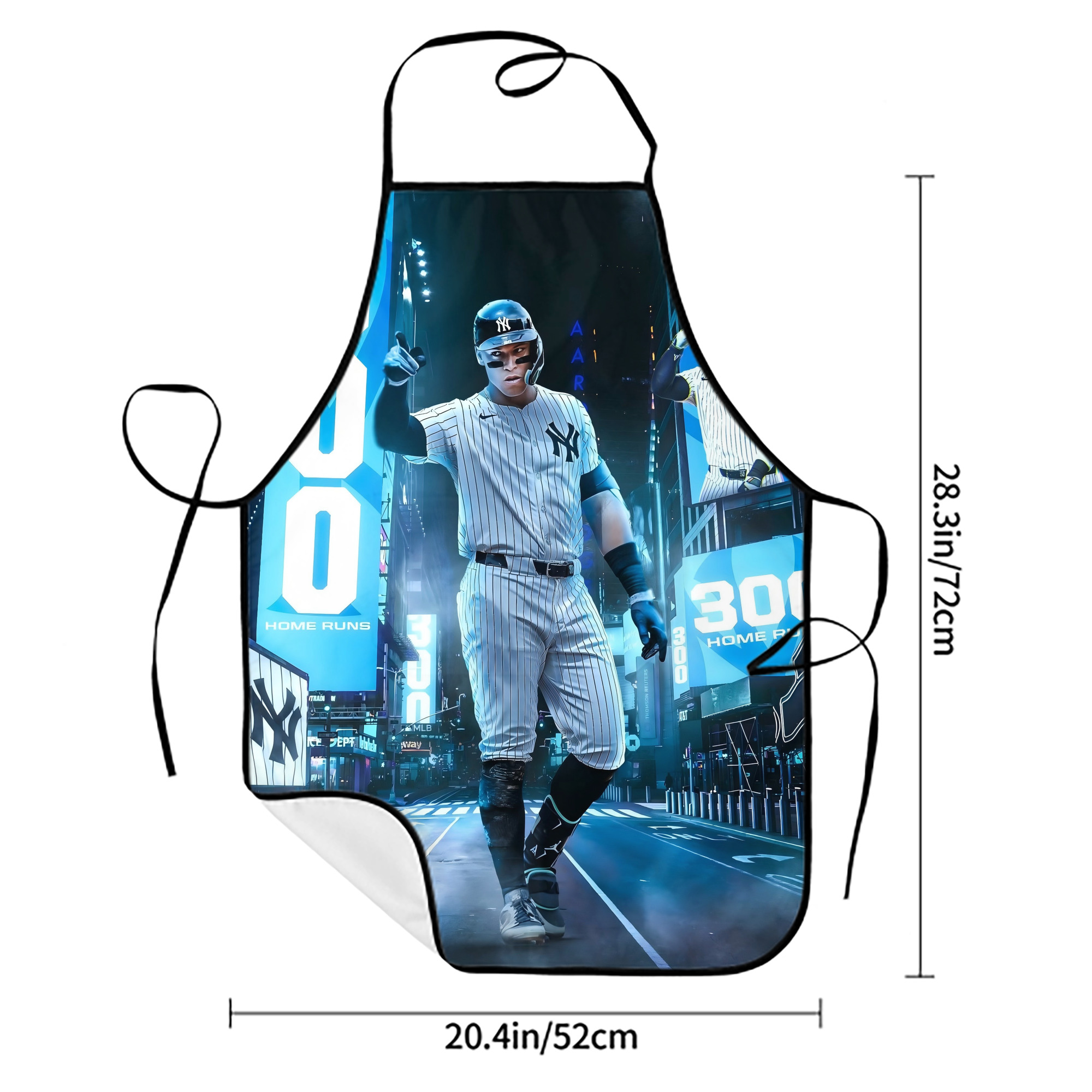 Aaron Judge 300 Home Runs 2 Stain-Resistant Polyester Apron With Pocket – Full Print, Waterproof, Anti-Wrinkle, Anti-Pilling – Ideal For Kitchen, BBQ, Restaurant, Salon & More