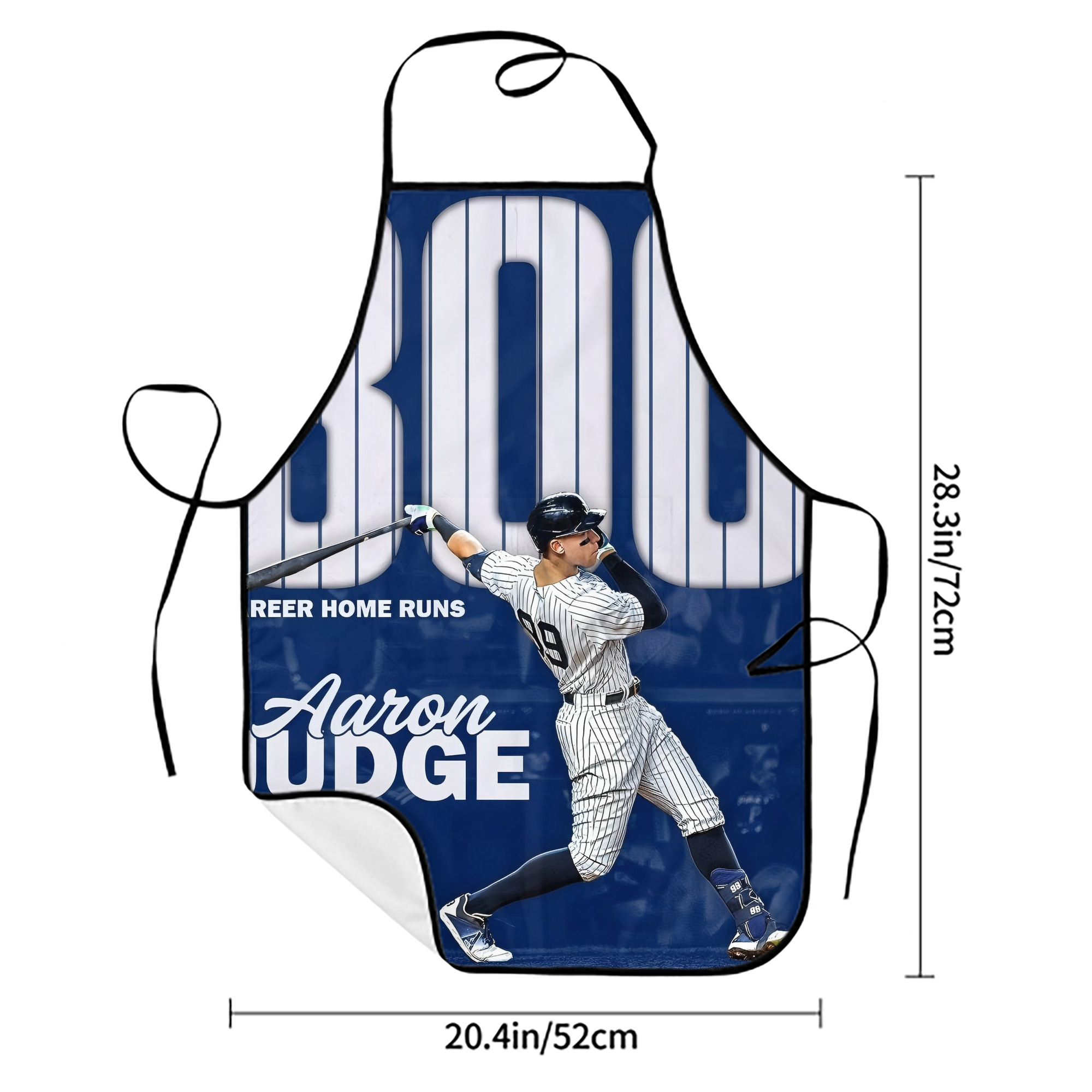 Aaron Judge 300 Home Runs Stain-Resistant Polyester Apron With Pocket – Full Print, Waterproof, Anti-Wrinkle, Anti-Pilling – Ideal For Kitchen, BBQ, Restaurant, Salon & More