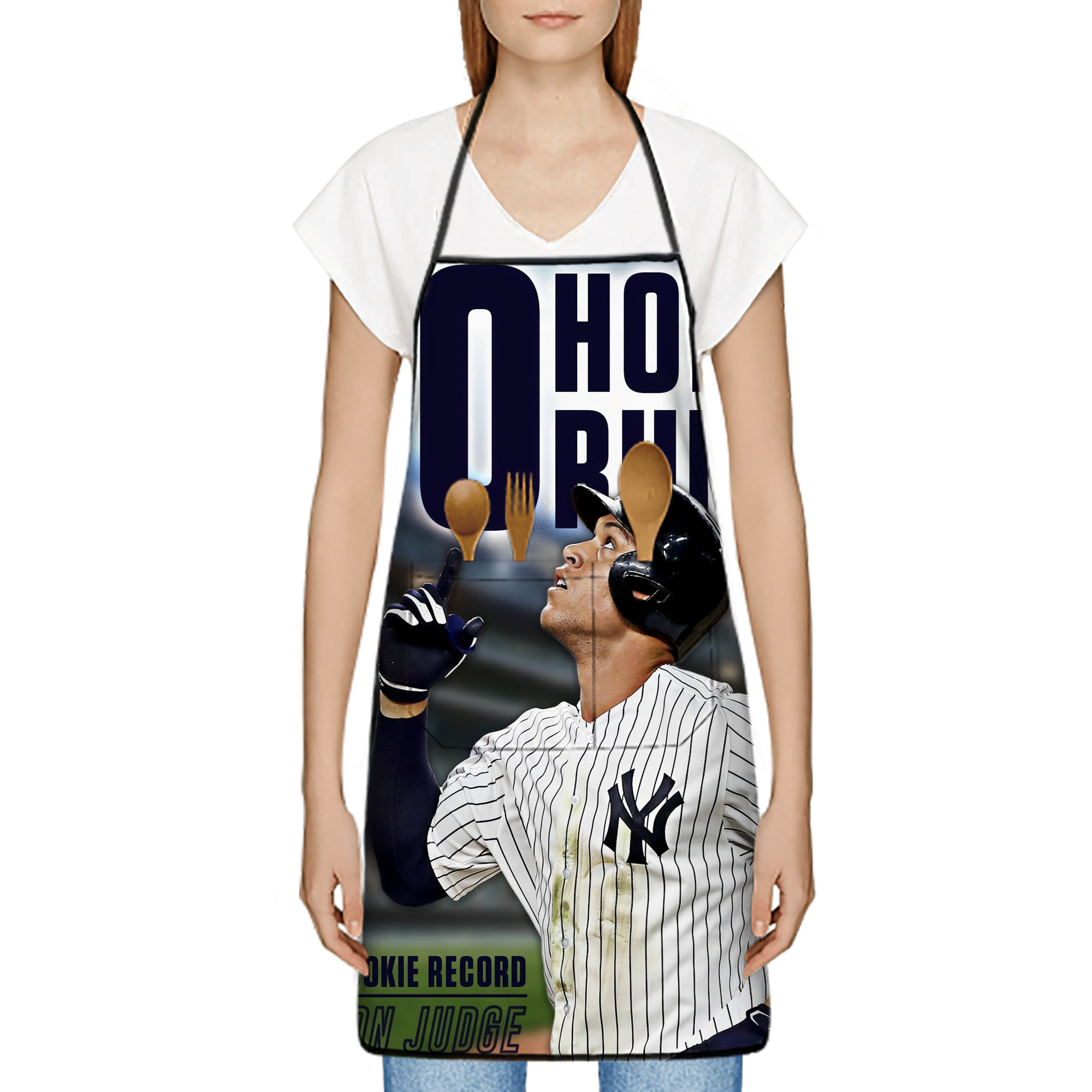 Aaron Judge 50 Home Runs 5 Stain-Resistant Polyester Apron With Pocket – Full Print, Waterproof, Anti-Wrinkle, Anti-Pilling – Ideal For Kitchen, BBQ, Restaurant, Salon & More