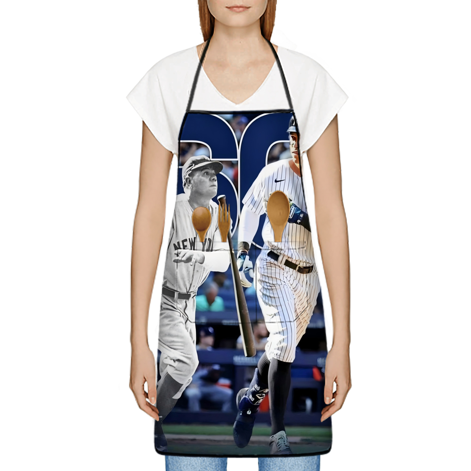 Aaron Judge 60 Home Runs 5 Stain-Resistant Polyester Apron With Pocket – Full Print, Waterproof, Anti-Wrinkle, Anti-Pilling – Ideal For Kitchen, BBQ, Restaurant, Salon & More