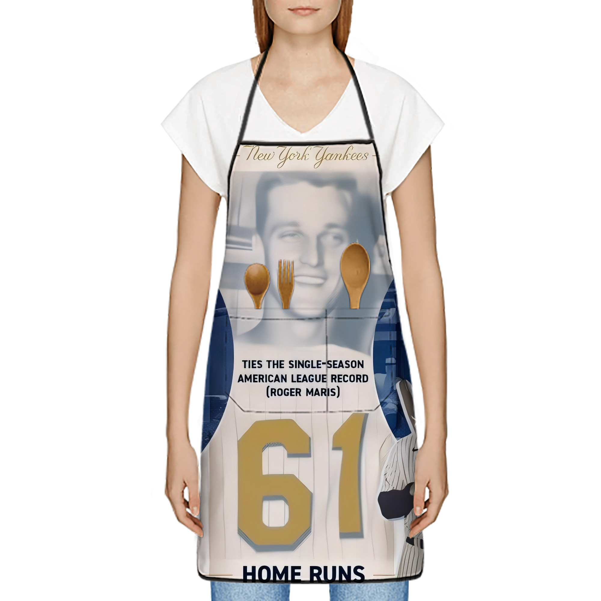 Aaron Judge 61 Home Runs 2 Stain-Resistant Polyester Apron With Pocket – Full Print, Waterproof, Anti-Wrinkle, Anti-Pilling – Ideal For Kitchen, BBQ, Restaurant, Salon & More