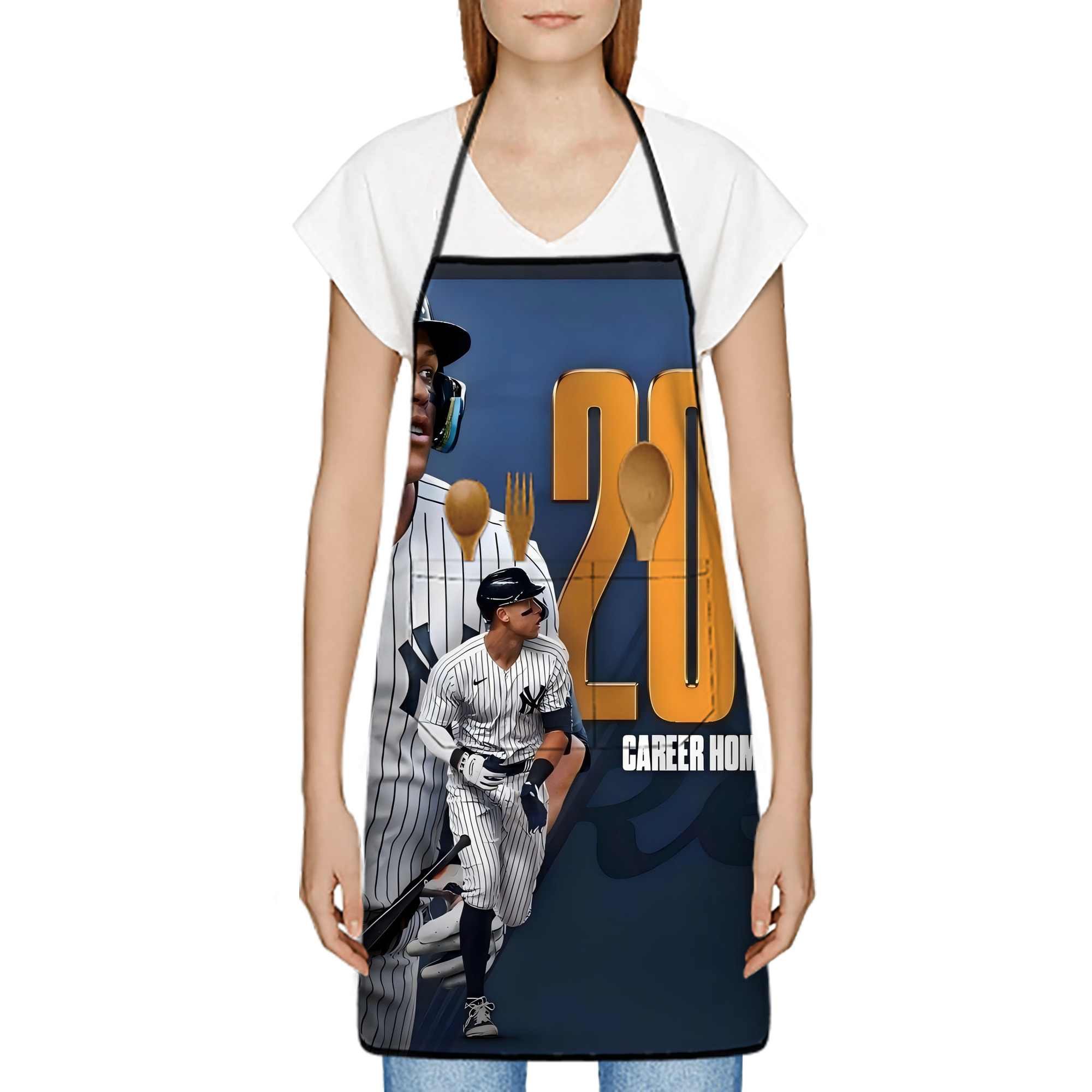 Aaron Judge 200 Home Runs 1 Stain-Resistant Polyester Apron With Pocket – Full Print, Waterproof, Anti-Wrinkle, Anti-Pilling – Ideal For Kitchen, BBQ, Restaurant, Salon & More