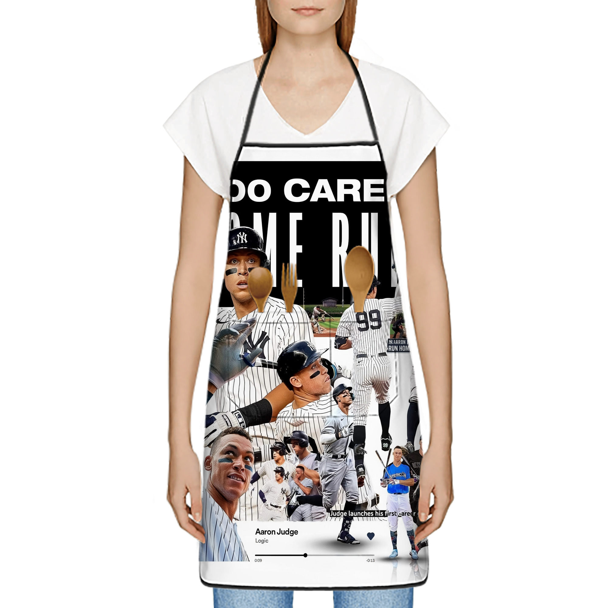 Aaron Judge 200 Home Runs 2 Stain-Resistant Polyester Apron With Pocket – Full Print, Waterproof, Anti-Wrinkle, Anti-Pilling – Ideal For Kitchen, BBQ, Restaurant, Salon & More