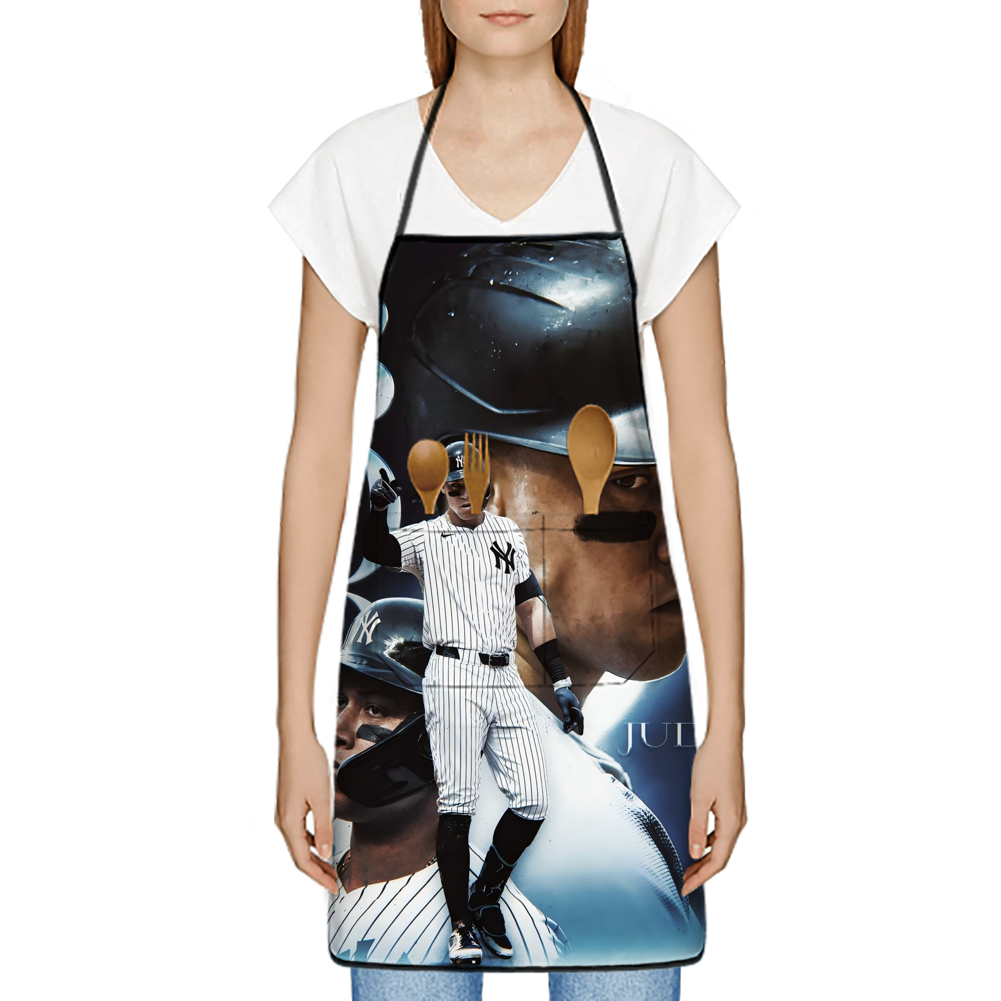 Aaron Judge 300 Home Runs 1 Stain-Resistant Polyester Apron With Pocket – Full Print, Waterproof, Anti-Wrinkle, Anti-Pilling – Ideal For Kitchen, BBQ, Restaurant, Salon & More