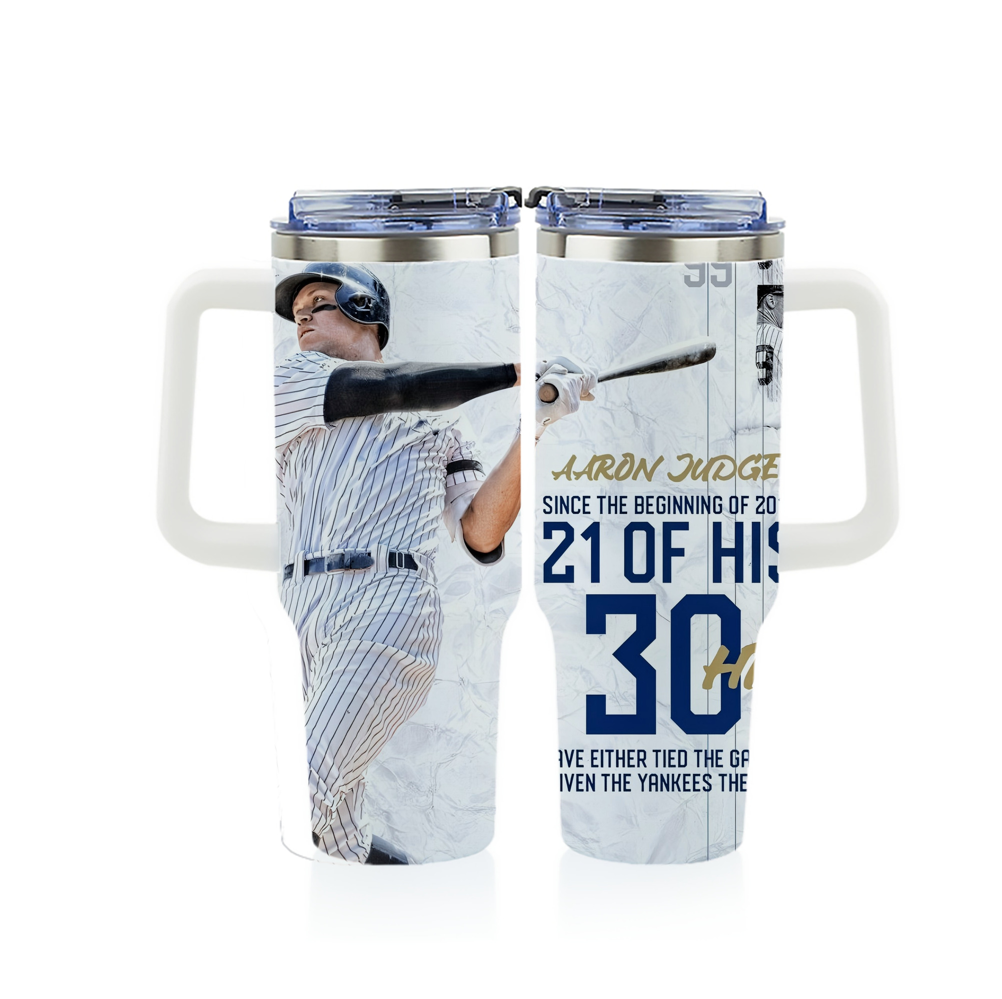 Aaron Judge 30 Home Runs 40oz Full Wrap Car Tumbler – Durable Stainless Steel Travel Mug With Vibrant UV Print – Double Wall Insulated, Fits Most Car Cup Holders