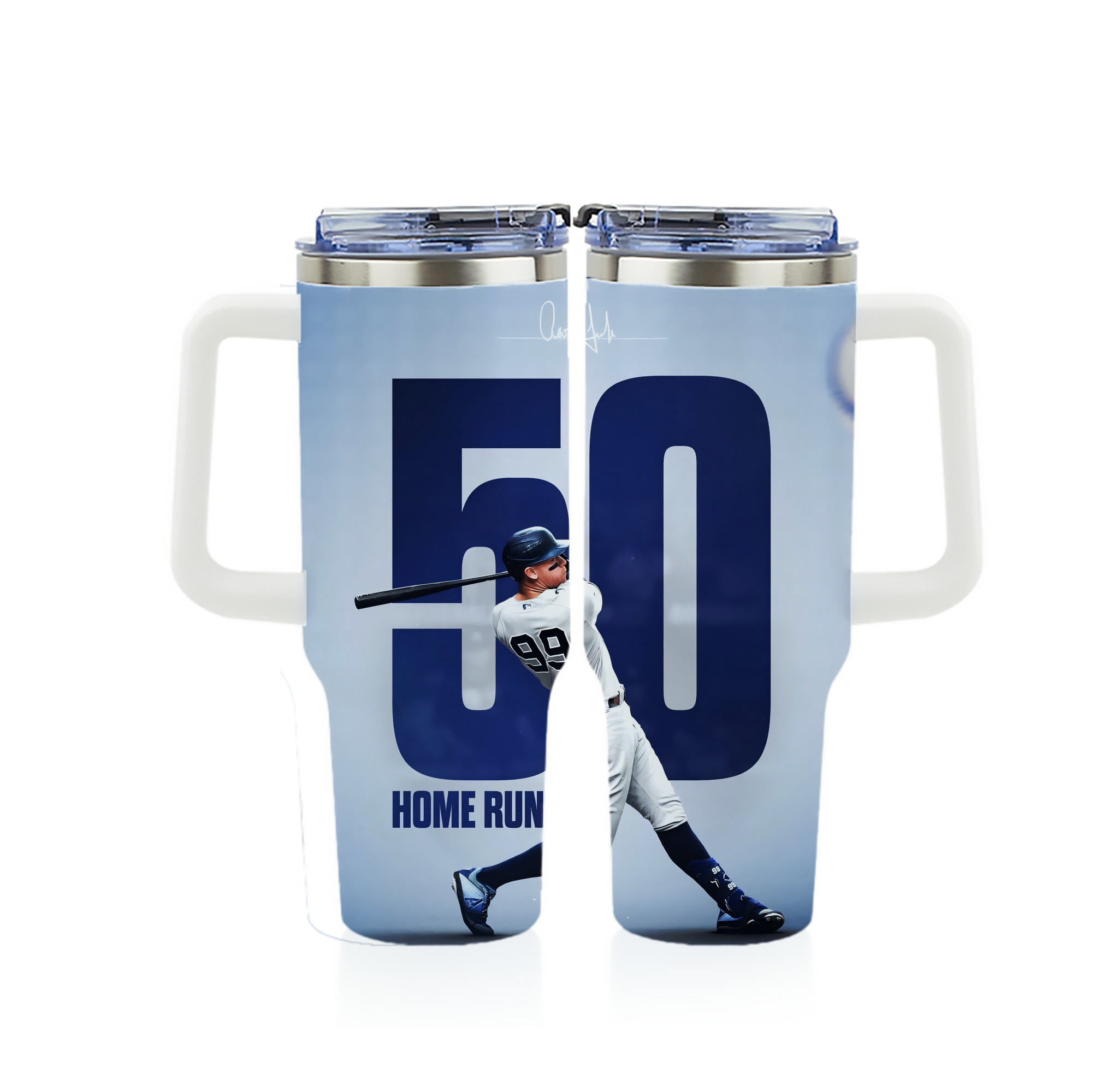 Aaron Judge 50 Home Runs 4 40oz Full Wrap Car Tumbler – Durable Stainless Steel Travel Mug With Vibrant UV Print – Double Wall Insulated, Fits Most Car Cup Holders
