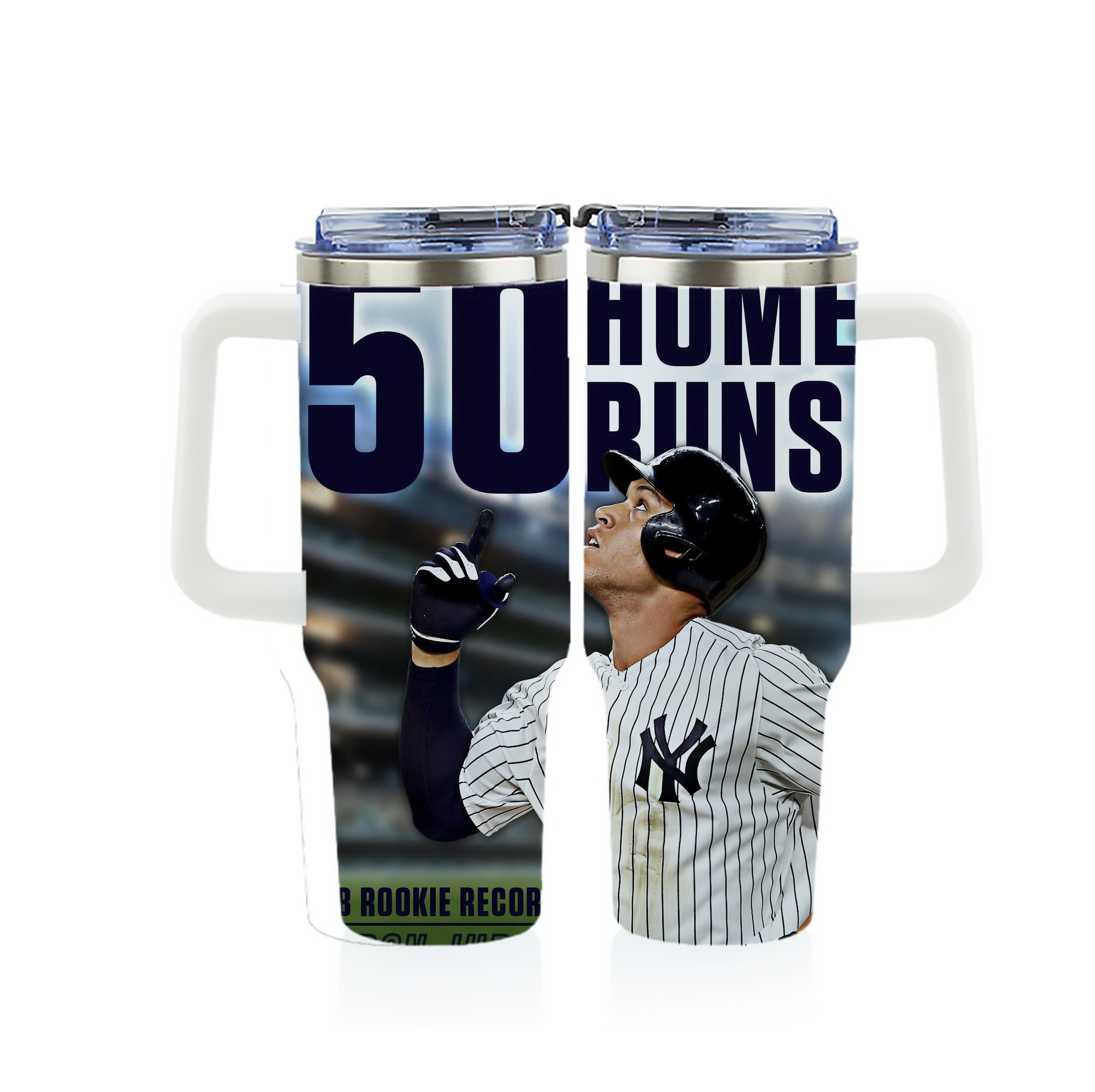 Aaron Judge 50 Home Runs 5 40oz Full Wrap Car Tumbler – Durable Stainless Steel Travel Mug With Vibrant UV Print – Double Wall Insulated, Fits Most Car Cup Holders