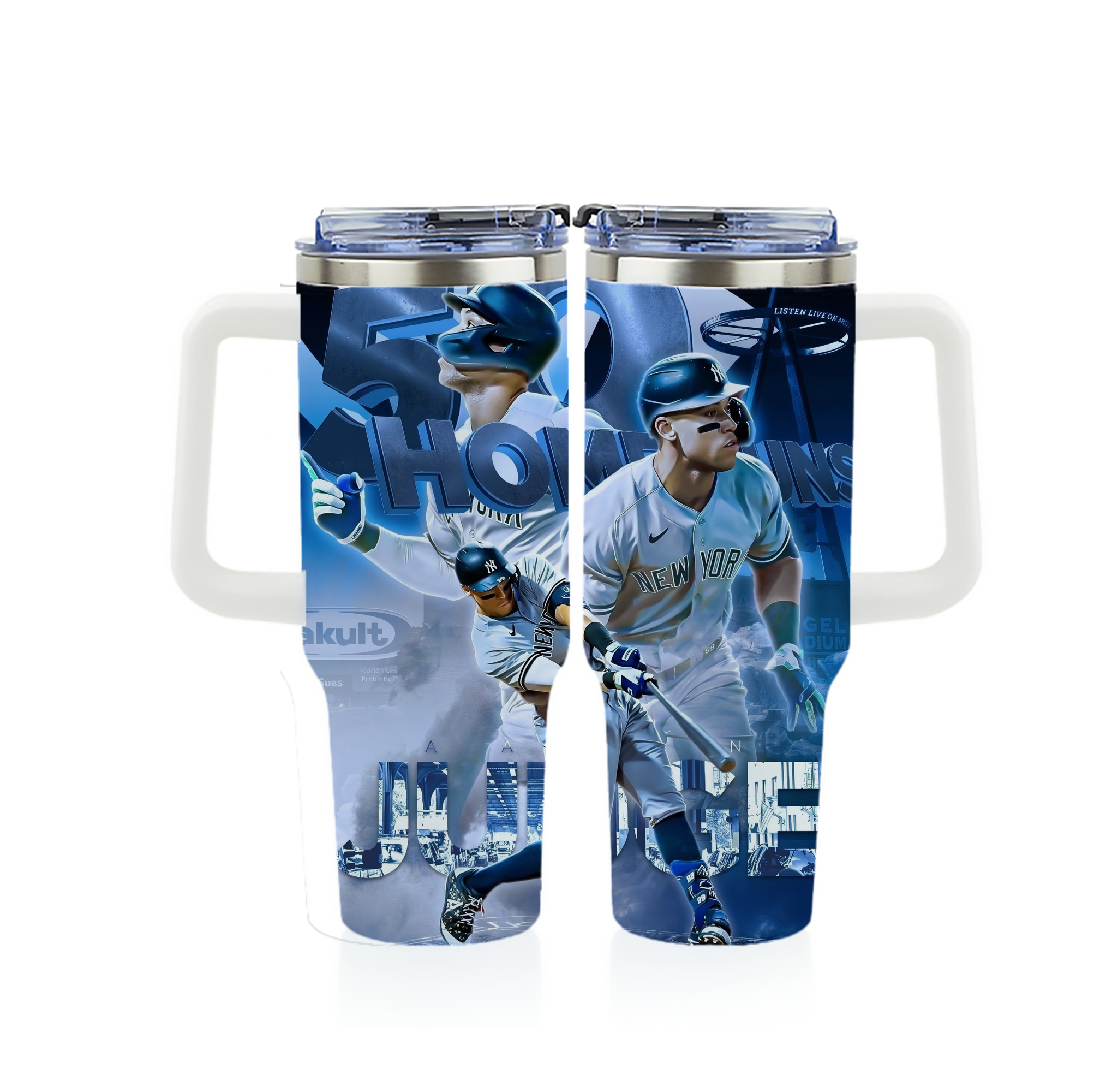Aaron Judge 50 Home Runs 40oz Full Wrap Car Tumbler – Durable Stainless Steel Travel Mug With Vibrant UV Print – Double Wall Insulated, Fits Most Car Cup Holders