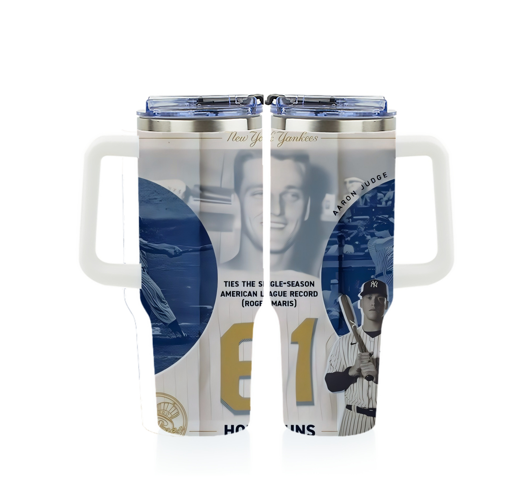 Aaron Judge 61 Home Runs 2 40oz Full Wrap Car Tumbler – Durable Stainless Steel Travel Mug With Vibrant UV Print – Double Wall Insulated, Fits Most Car Cup Holders