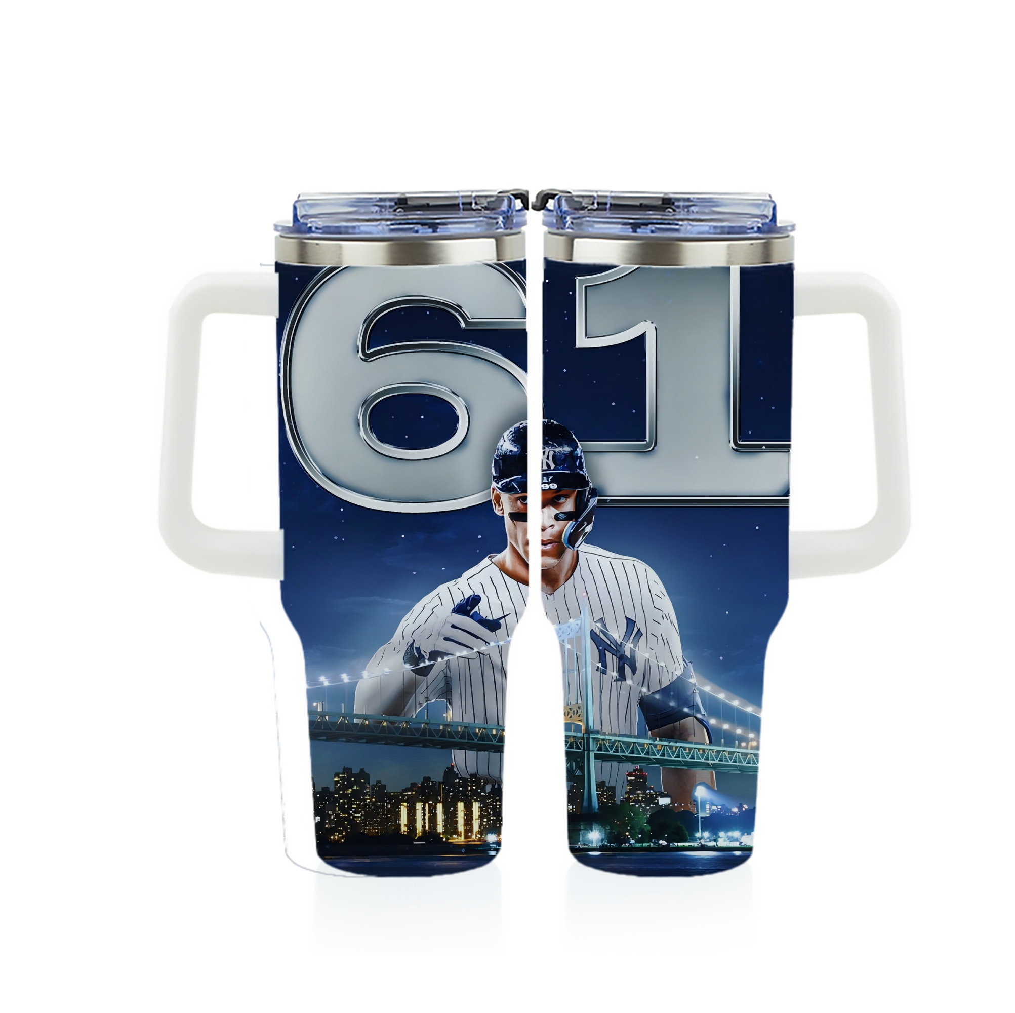 Aaron Judge 61 Home Runs 40oz Full Wrap Car Tumbler – Durable Stainless Steel Travel Mug With Vibrant UV Print – Double Wall Insulated, Fits Most Car Cup Holders