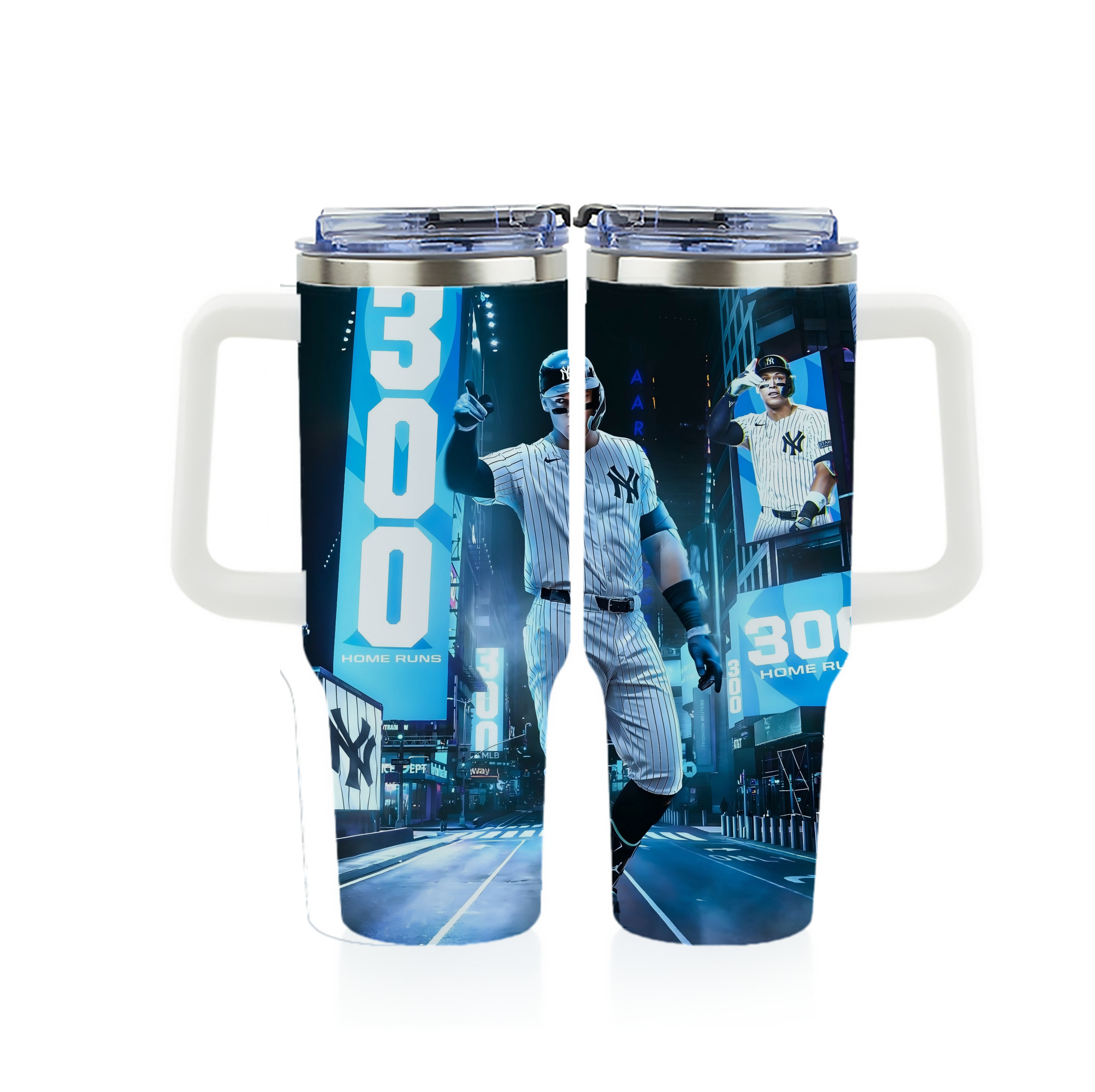 Aaron Judge 300 Home Runs 2 40oz Full Wrap Car Tumbler – Durable Stainless Steel Travel Mug With Vibrant UV Print – Double Wall Insulated, Fits Most Car Cup Holders