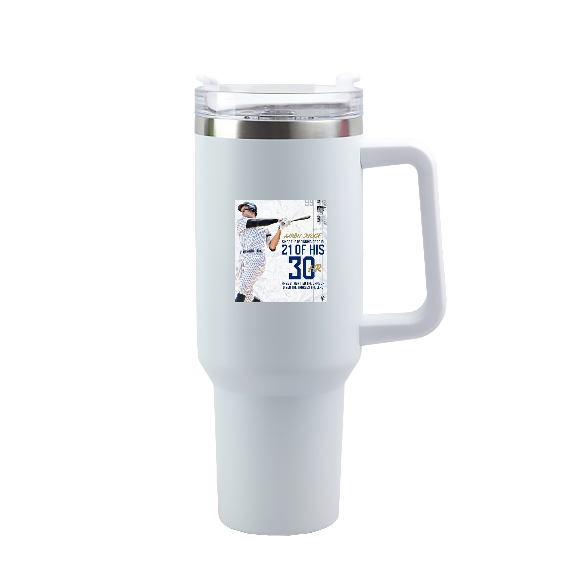 Aaron Judge 30 Home Runs 40oz Handle Car Tumbler – Durable Stainless Steel Travel Mug With UV Print – Double Wall Insulated, Fits Most Car Cup Holders