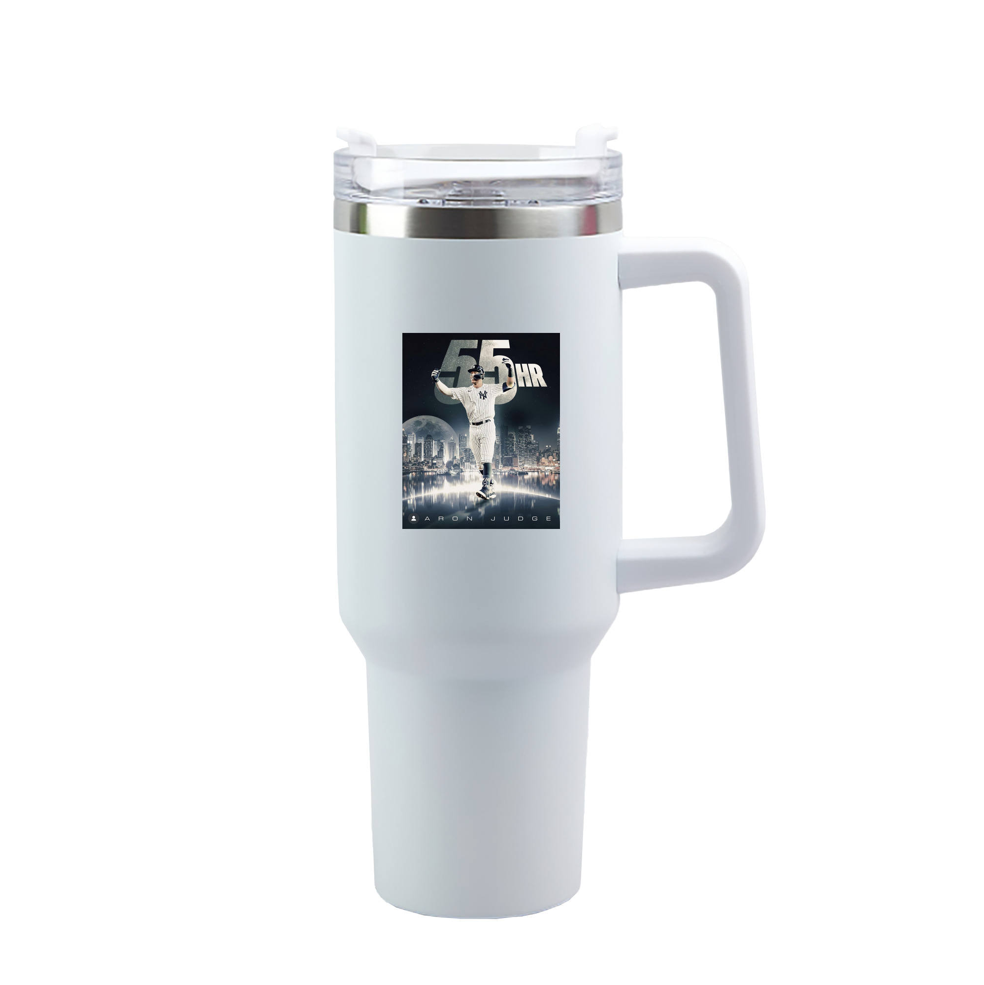 Aaron Judge 55 Home Runs 40oz Handle Car Tumbler – Durable Stainless Steel Travel Mug With UV Print – Double Wall Insulated, Fits Most Car Cup Holders