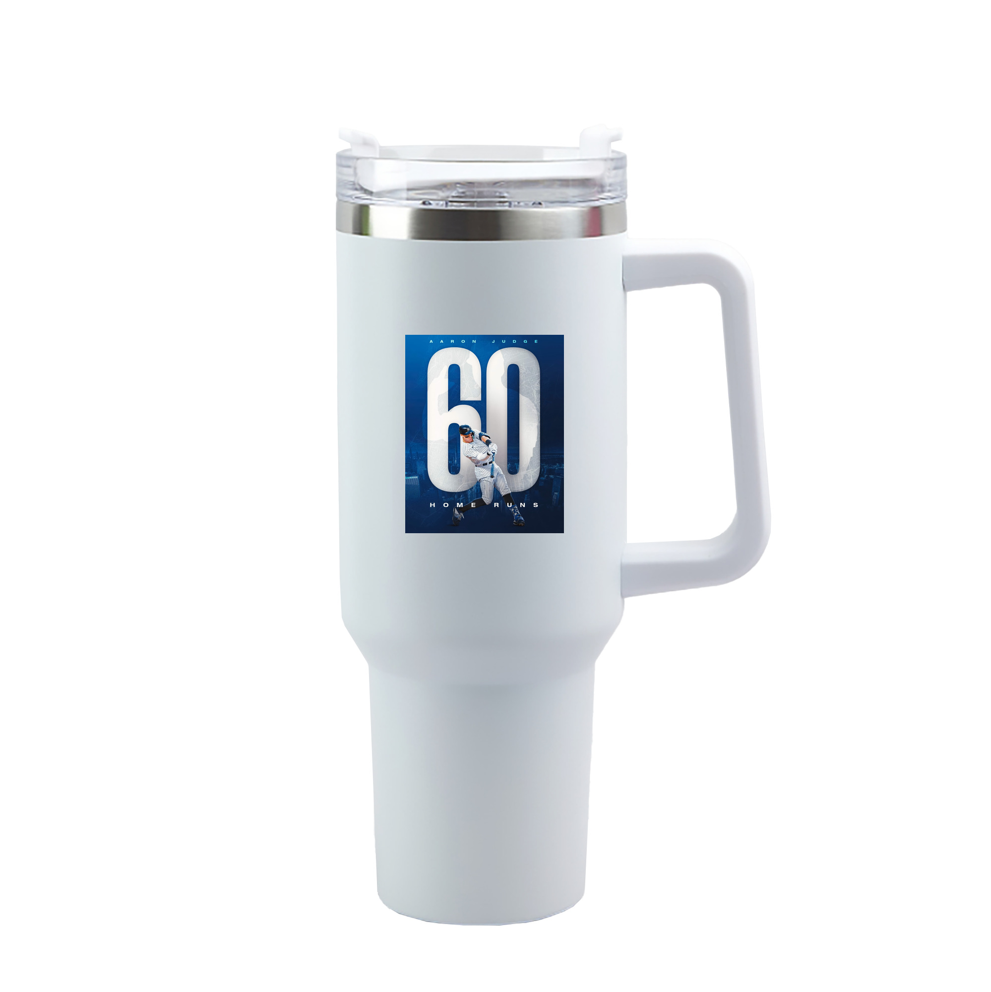 Aaron Judge 60 Home Runs 2 40oz Handle Car Tumbler – Durable Stainless Steel Travel Mug With UV Print – Double Wall Insulated, Fits Most Car Cup Holders