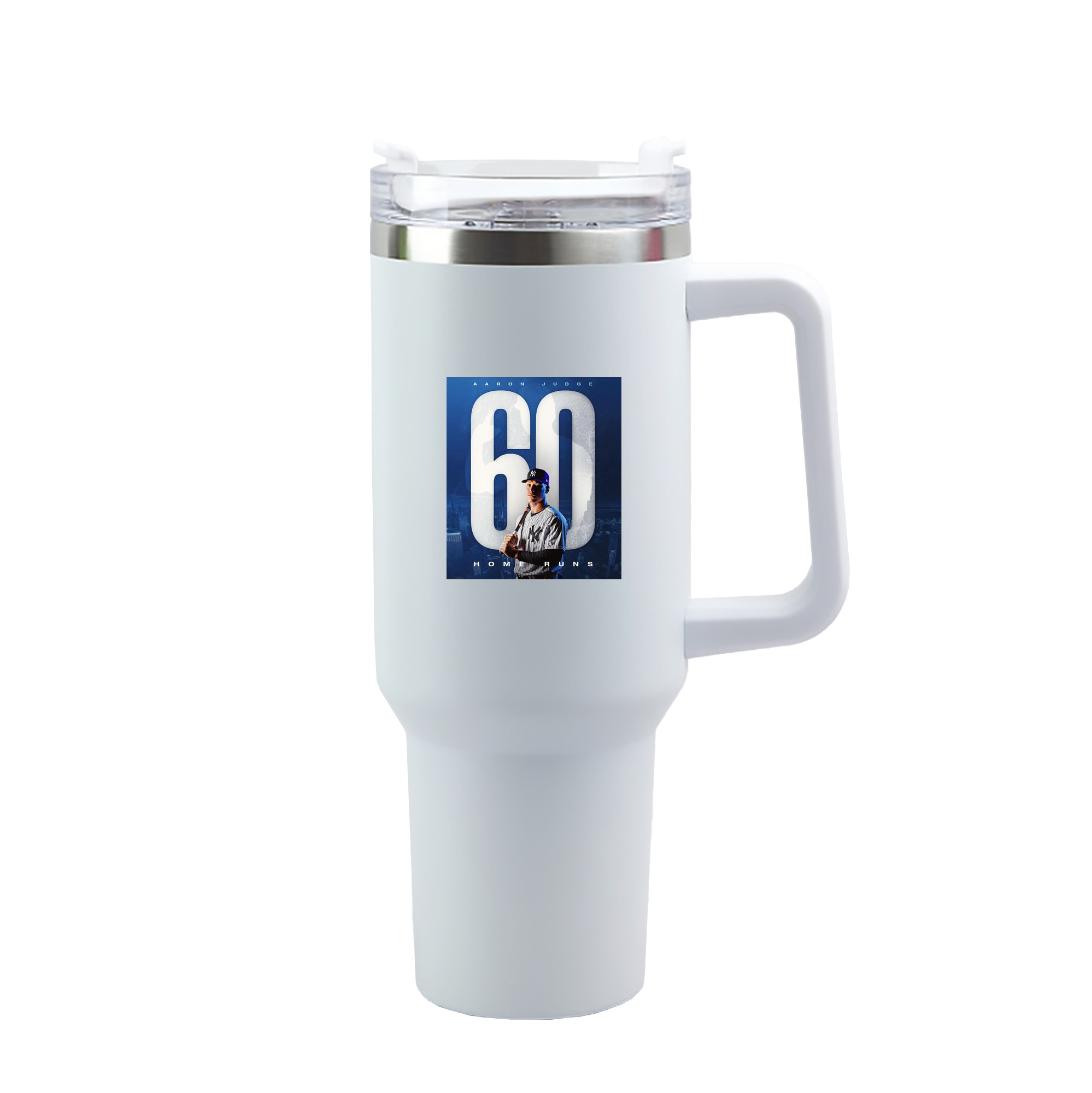 Aaron Judge 60 Home Runs 40oz Handle Car Tumbler – Durable Stainless Steel Travel Mug With UV Print – Double Wall Insulated, Fits Most Car Cup Holders