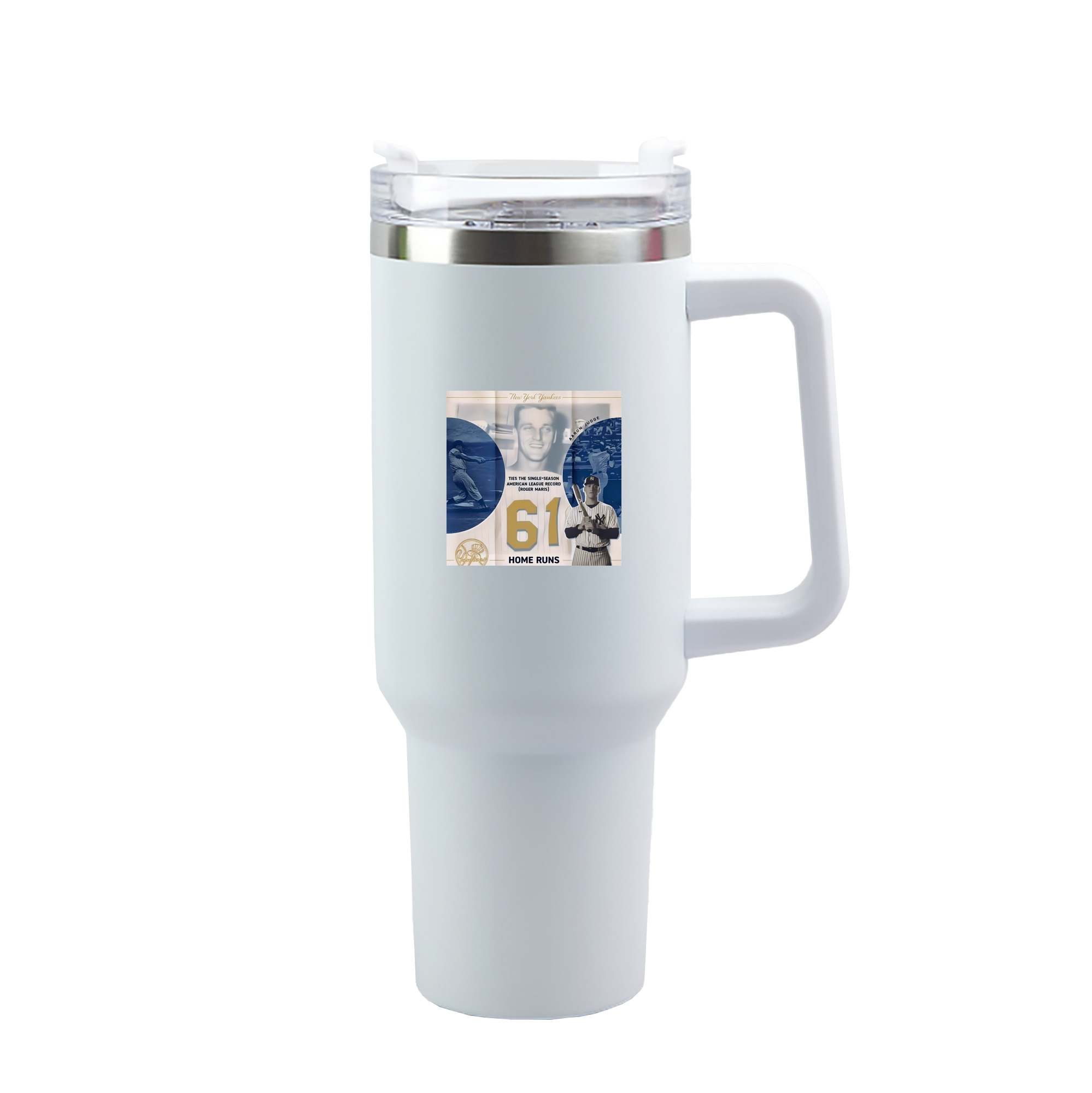 Aaron Judge 61 Home Runs 2 40oz Handle Car Tumbler – Durable Stainless Steel Travel Mug With UV Print – Double Wall Insulated, Fits Most Car Cup Holders