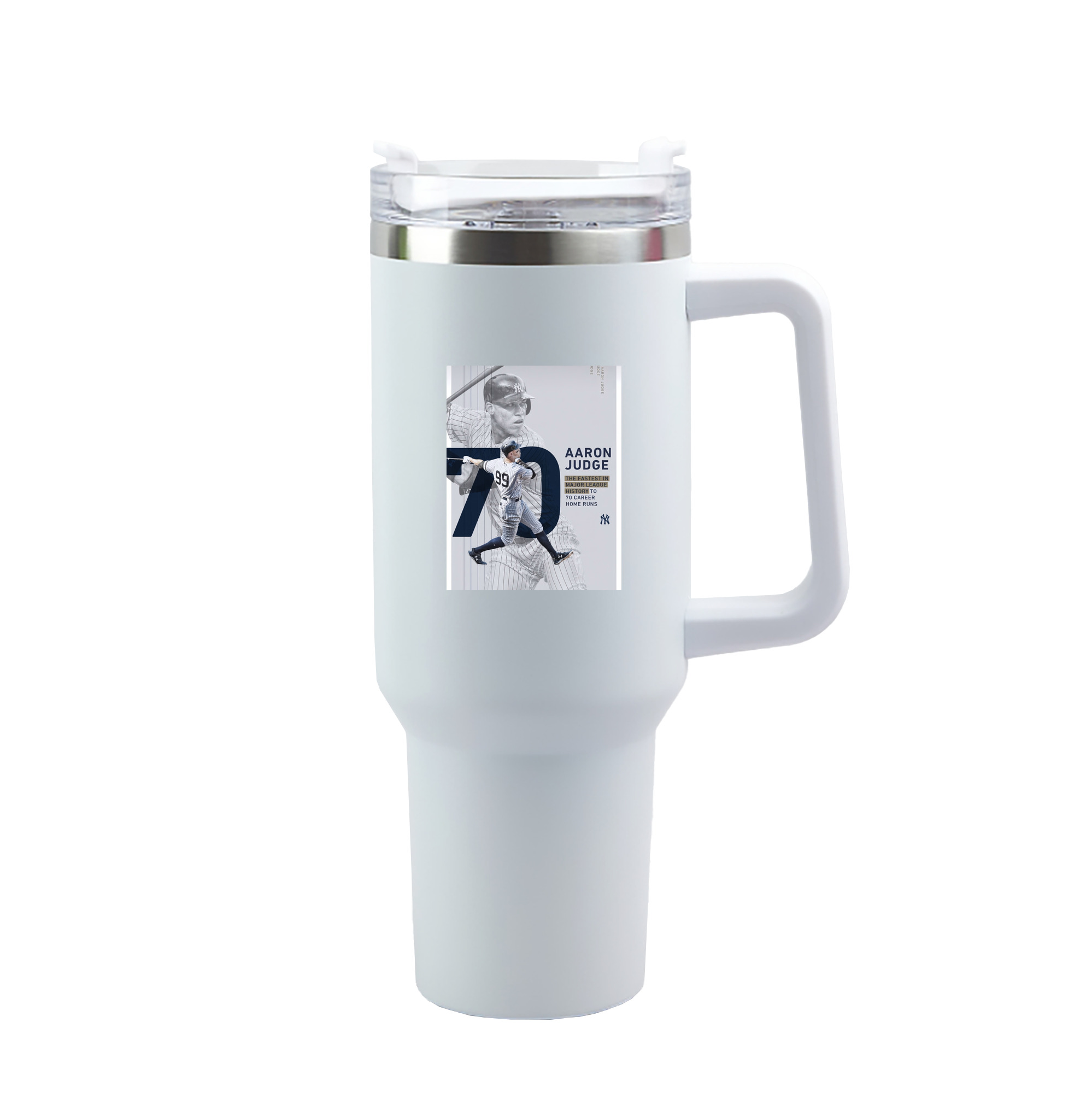 Aaron Judge 70 Home Runs 40oz Handle Car Tumbler – Durable Stainless Steel Travel Mug With UV Print – Double Wall Insulated, Fits Most Car Cup Holders