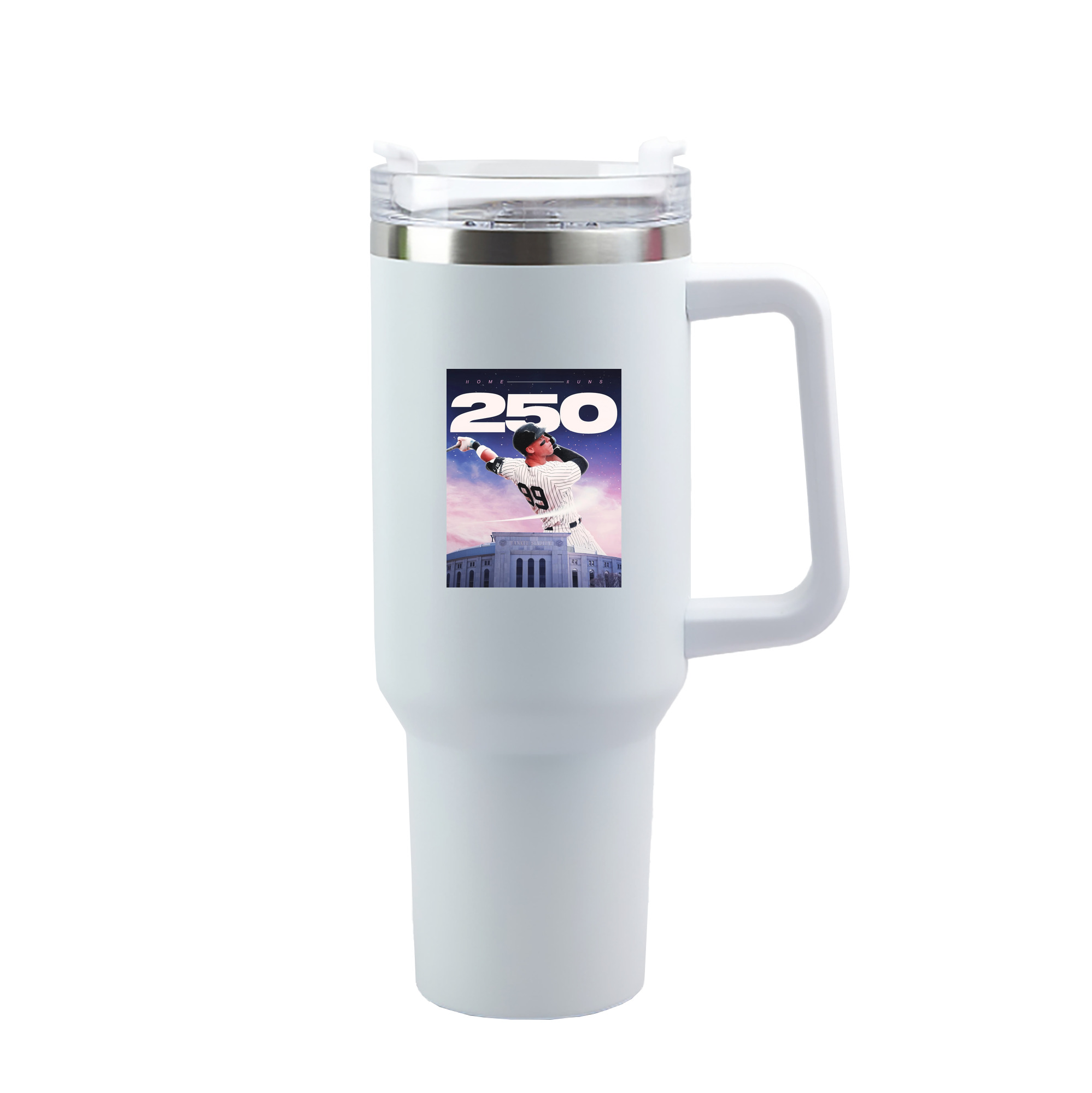 Aaron Judge 250 Home Runs 40oz Handle Car Tumbler – Durable Stainless Steel Travel Mug With UV Print – Double Wall Insulated, Fits Most Car Cup Holders