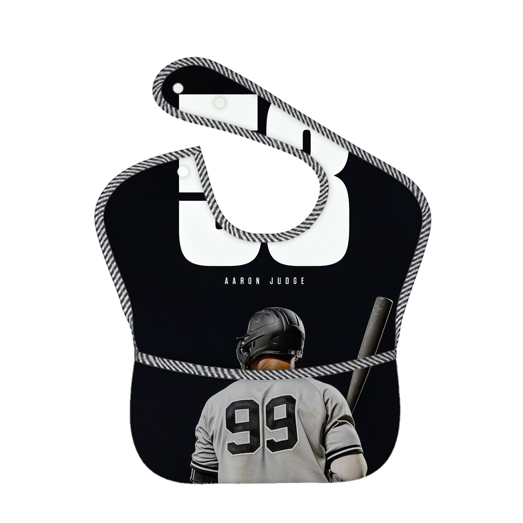 Aaron Judge 53 Home Runs Adjustable Waterproof Toddler Bib – Full-Print Durable Polyester – Foldable Crumb Pocket – Easy Snap Closure – Soft