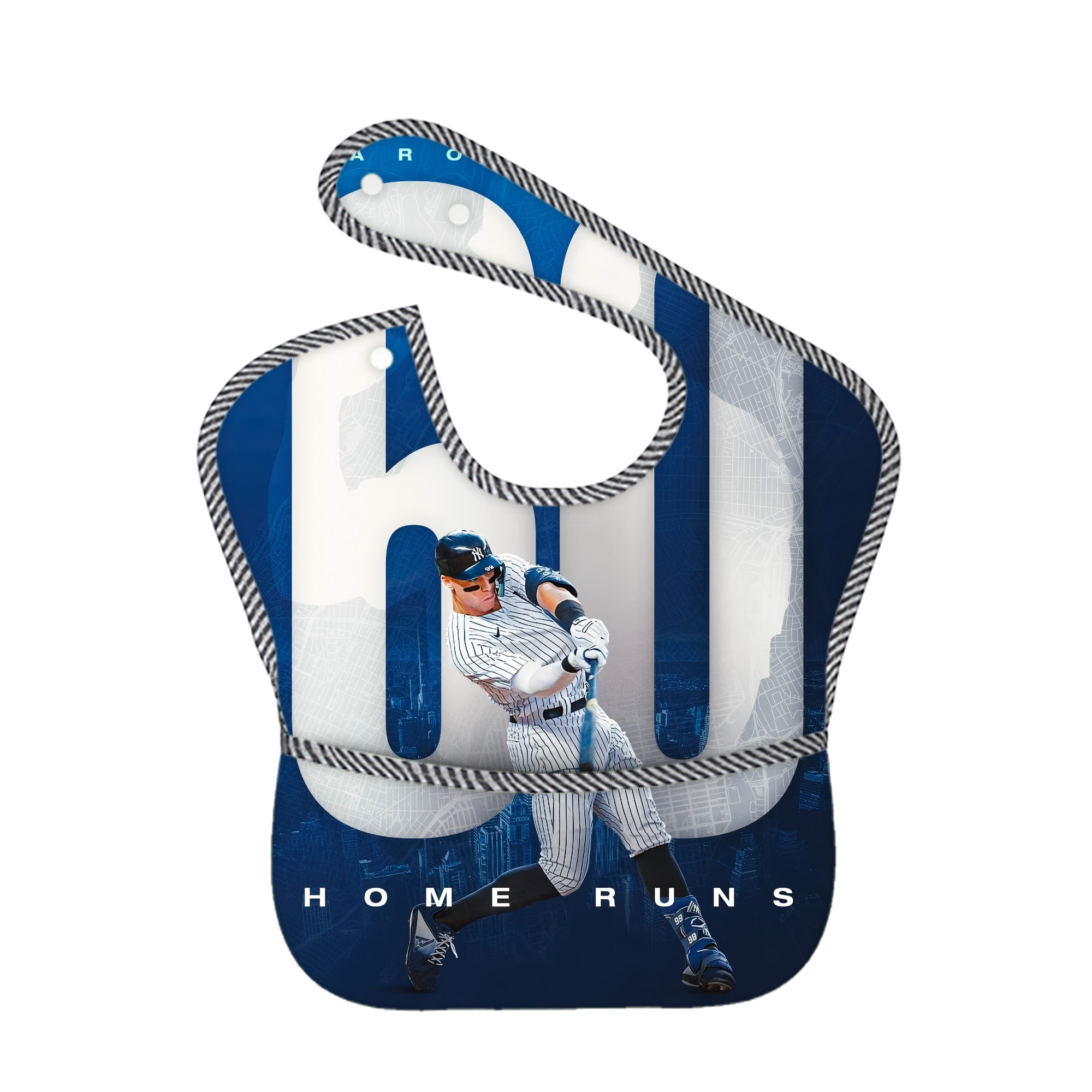 Aaron Judge 60 Home Runs 2 Adjustable Waterproof Toddler Bib – Full-Print Durable Polyester – Foldable Crumb Pocket – Easy Snap Closure – Soft