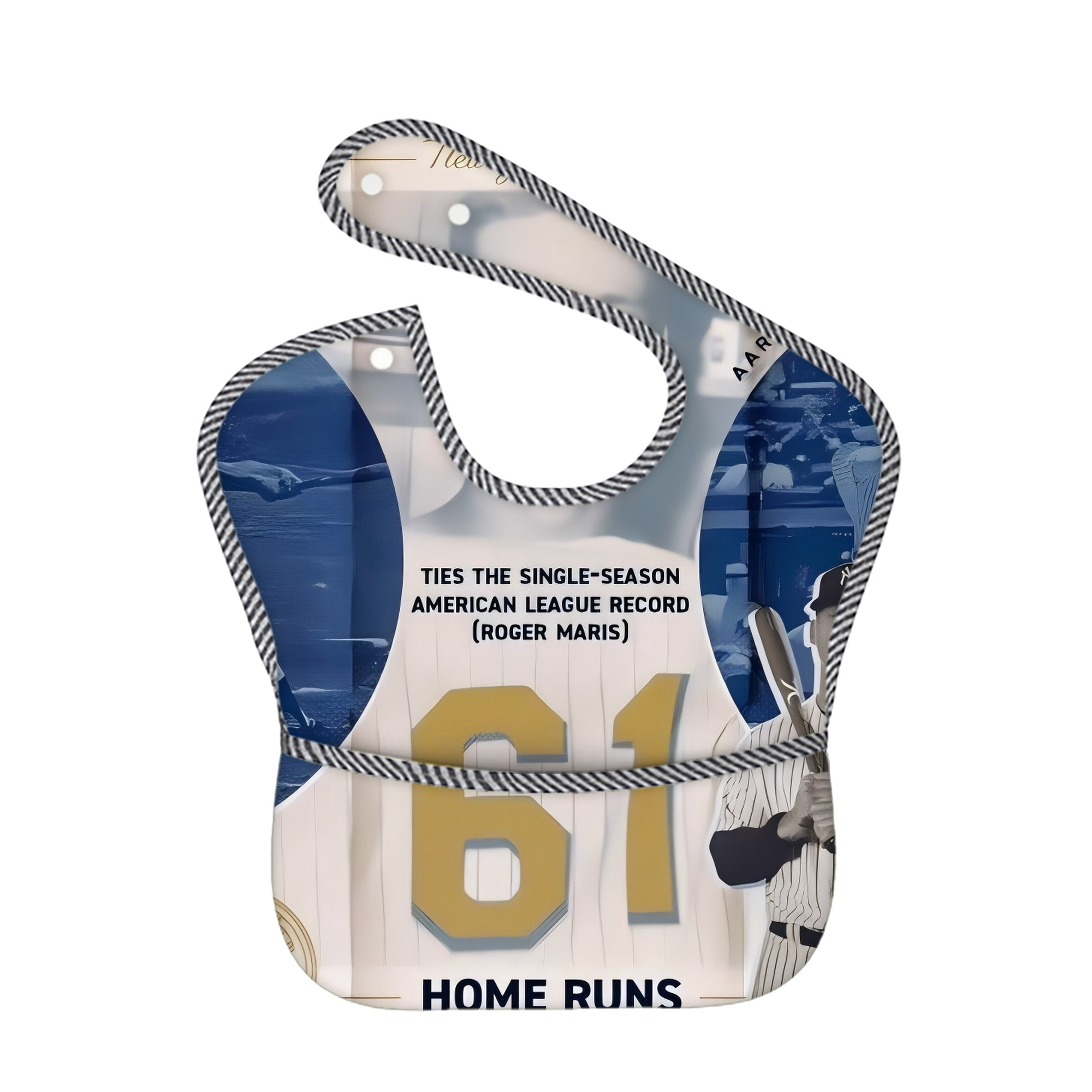 Aaron Judge 61 Home Runs 2 Adjustable Waterproof Toddler Bib – Full-Print Durable Polyester – Foldable Crumb Pocket – Easy Snap Closure – Soft