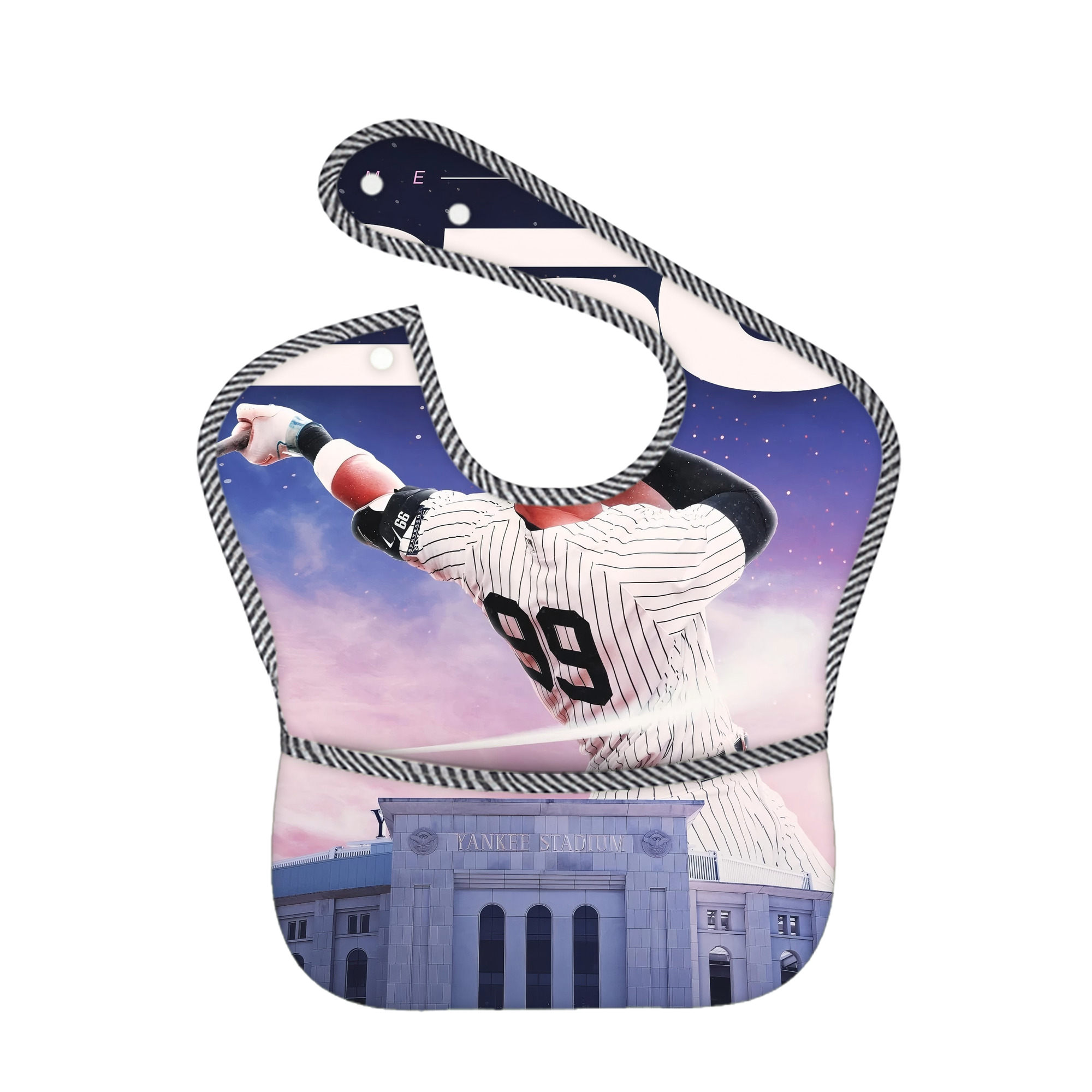 Aaron Judge 250 Home Runs Adjustable Waterproof Toddler Bib – Full-Print Durable Polyester – Foldable Crumb Pocket – Easy Snap Closure – Soft