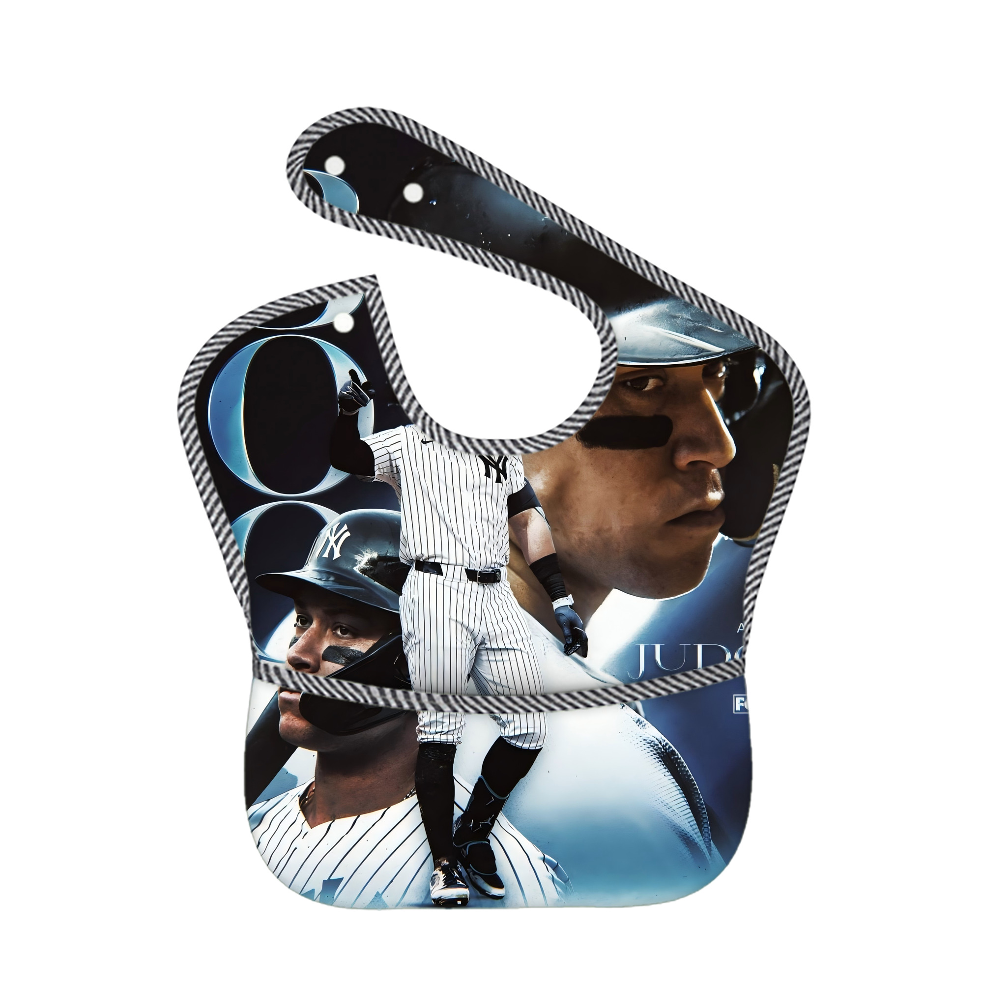 Aaron Judge 300 Home Runs 1 Adjustable Waterproof Toddler Bib – Full-Print Durable Polyester – Foldable Crumb Pocket – Easy Snap Closure – Soft