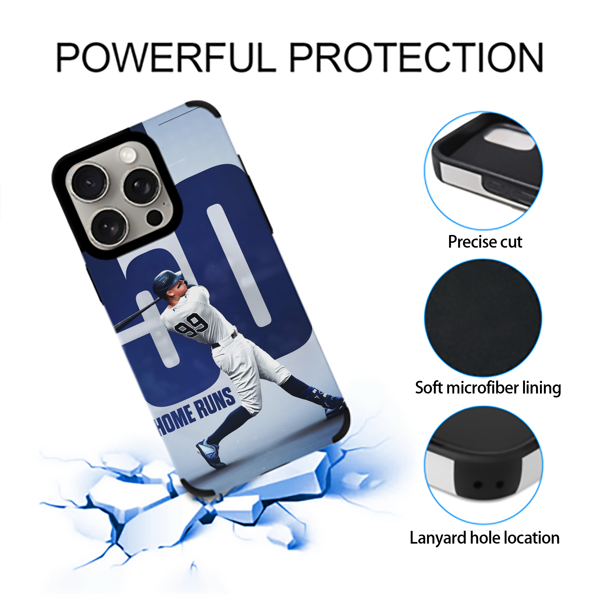 Aaron Judge 50 Home Runs 4 IPhone 15 Pro Max PU Leather Case – Soft Lining, 360° Protection – Precise Fit, 3D Buttons, Easy Charging – Anti-Yellowing, Easy To Clean